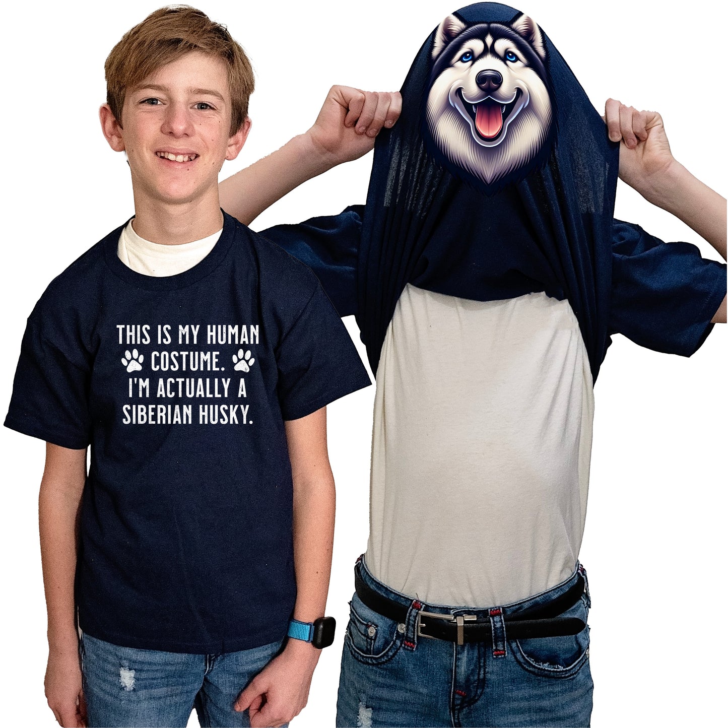 I'm Really A Siberian Husky Flip Shirt - Funny Dog Owner T-Shirt Flip Tee