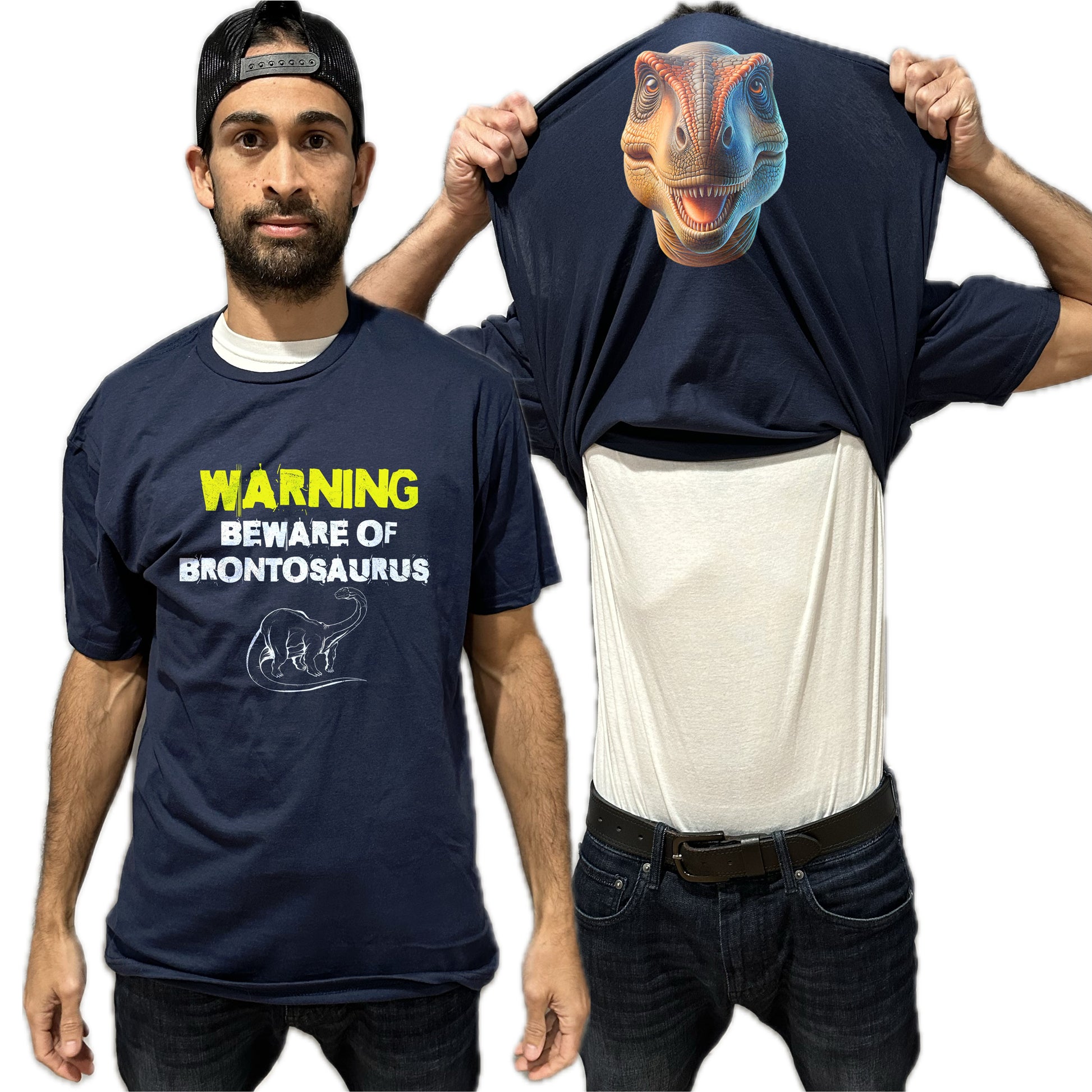 Beware of Brontosaurus Flip Shirt - Funny Dinosaur T-Shirt Flip Tee
