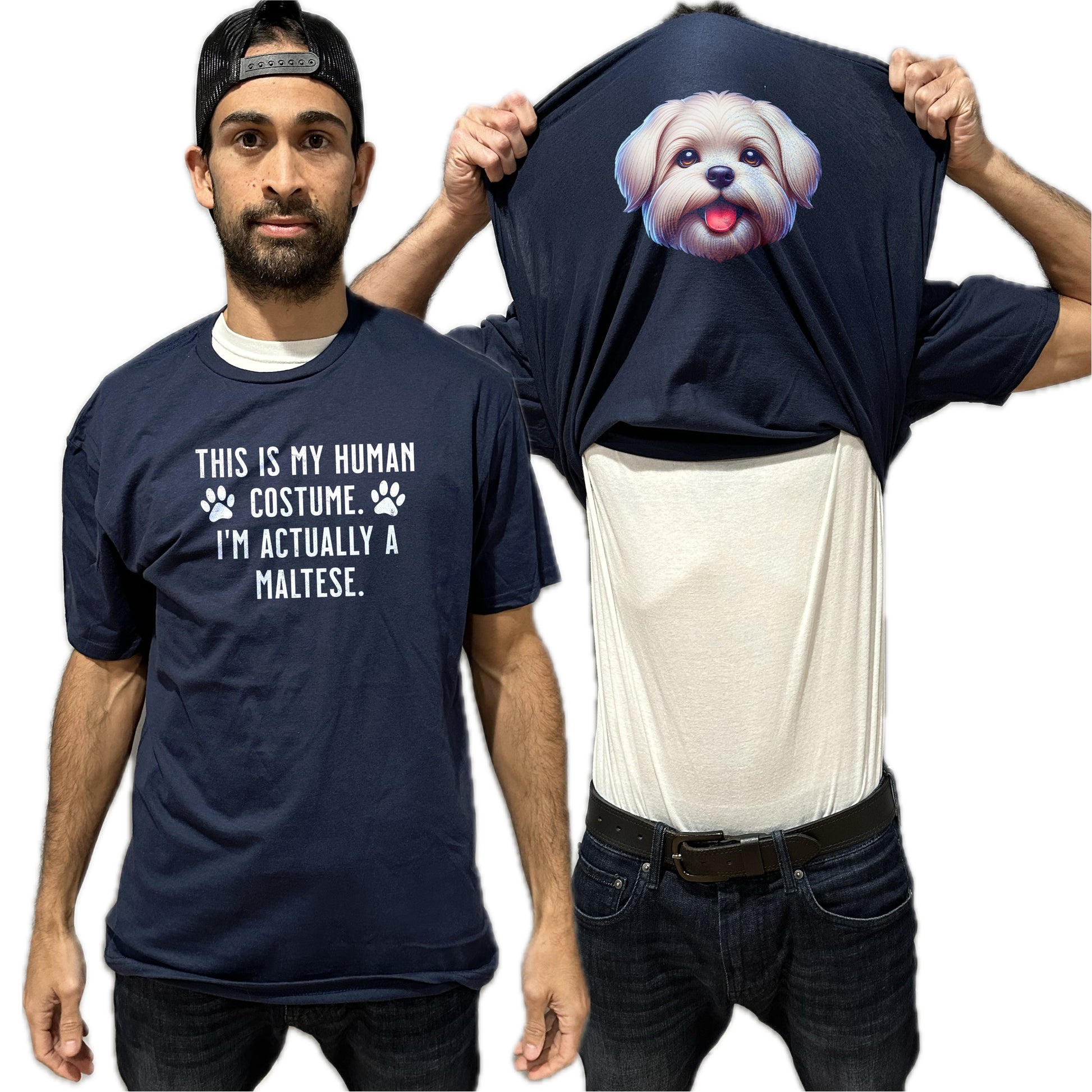 I'm Really A Maltese Flip Shirt - Funny Dog Owner T-Shirt Flip Tee