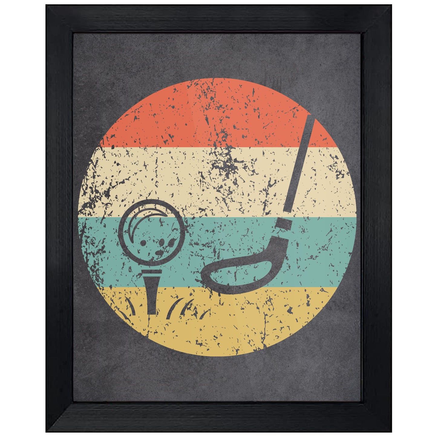 Golf Ball and Club Sports Icon Retro 8"x10" Wall Art Print