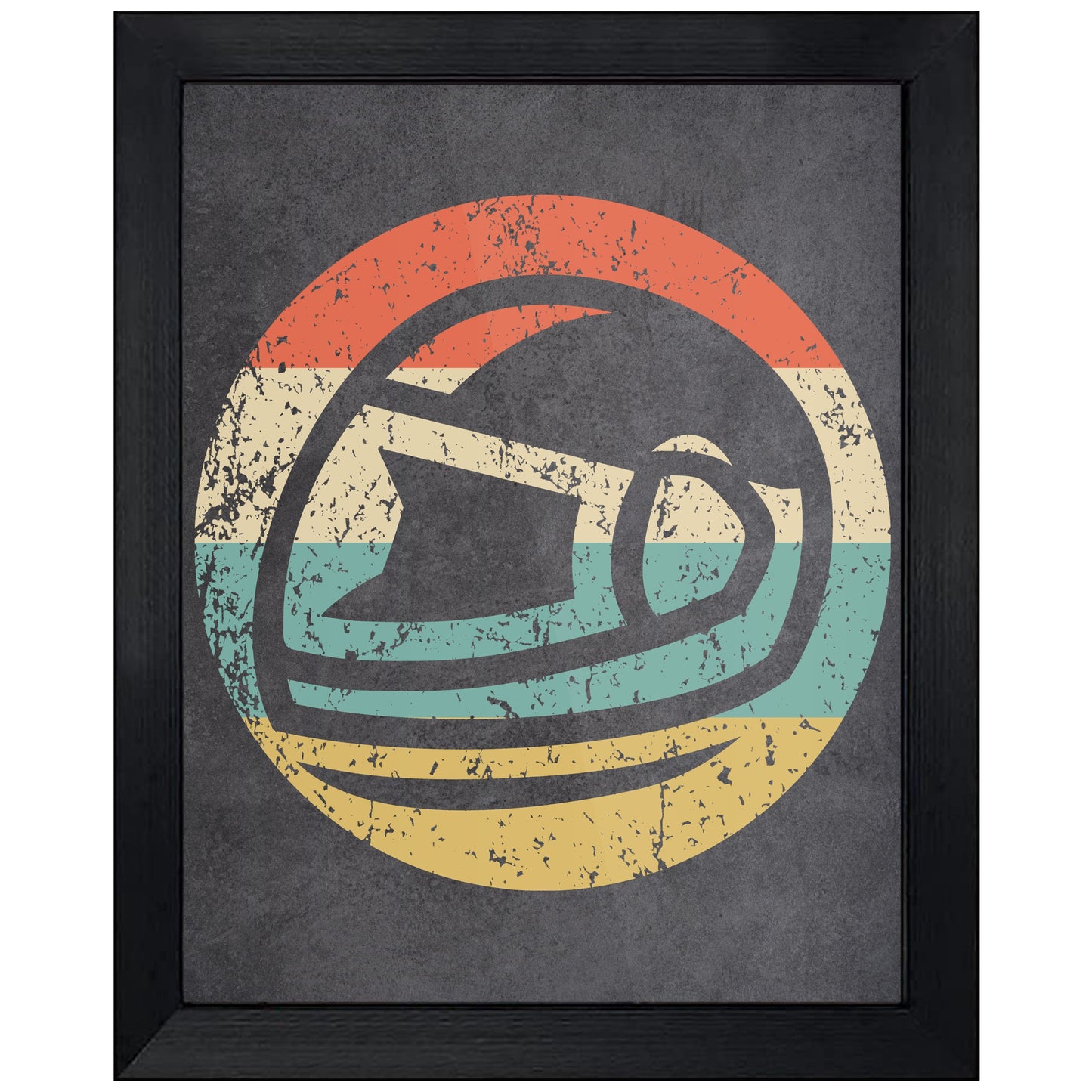 Motorcycle Helmet Icon Retro 8"x10" Wall Art Print