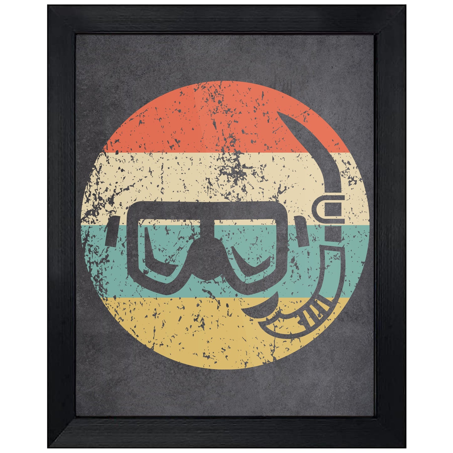 Snorkel Mask Snorkeling Icon Retro 8"x10" Wall Art Print