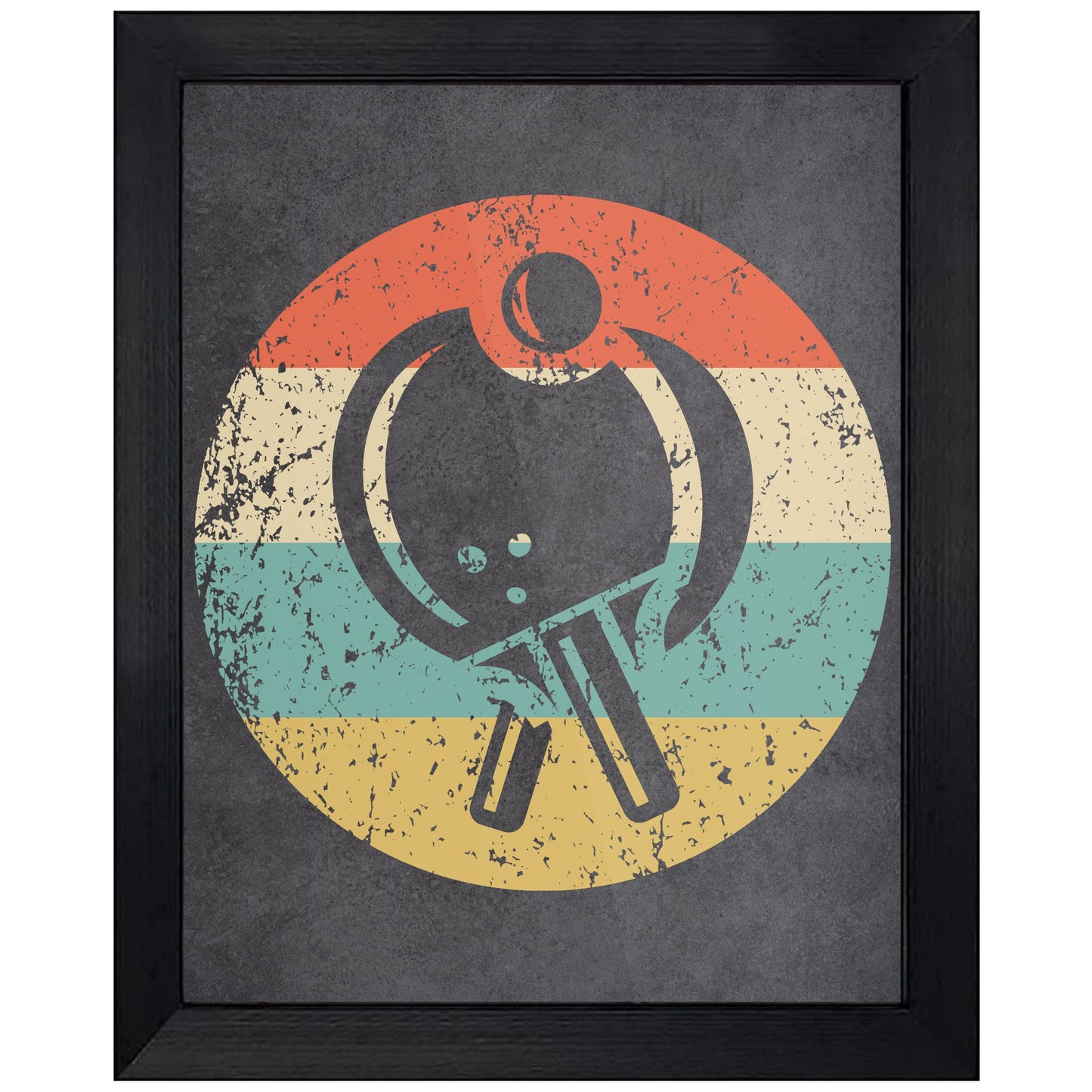 Table Tennis Paddles Icon Retro 8"x10" Wall Art Print