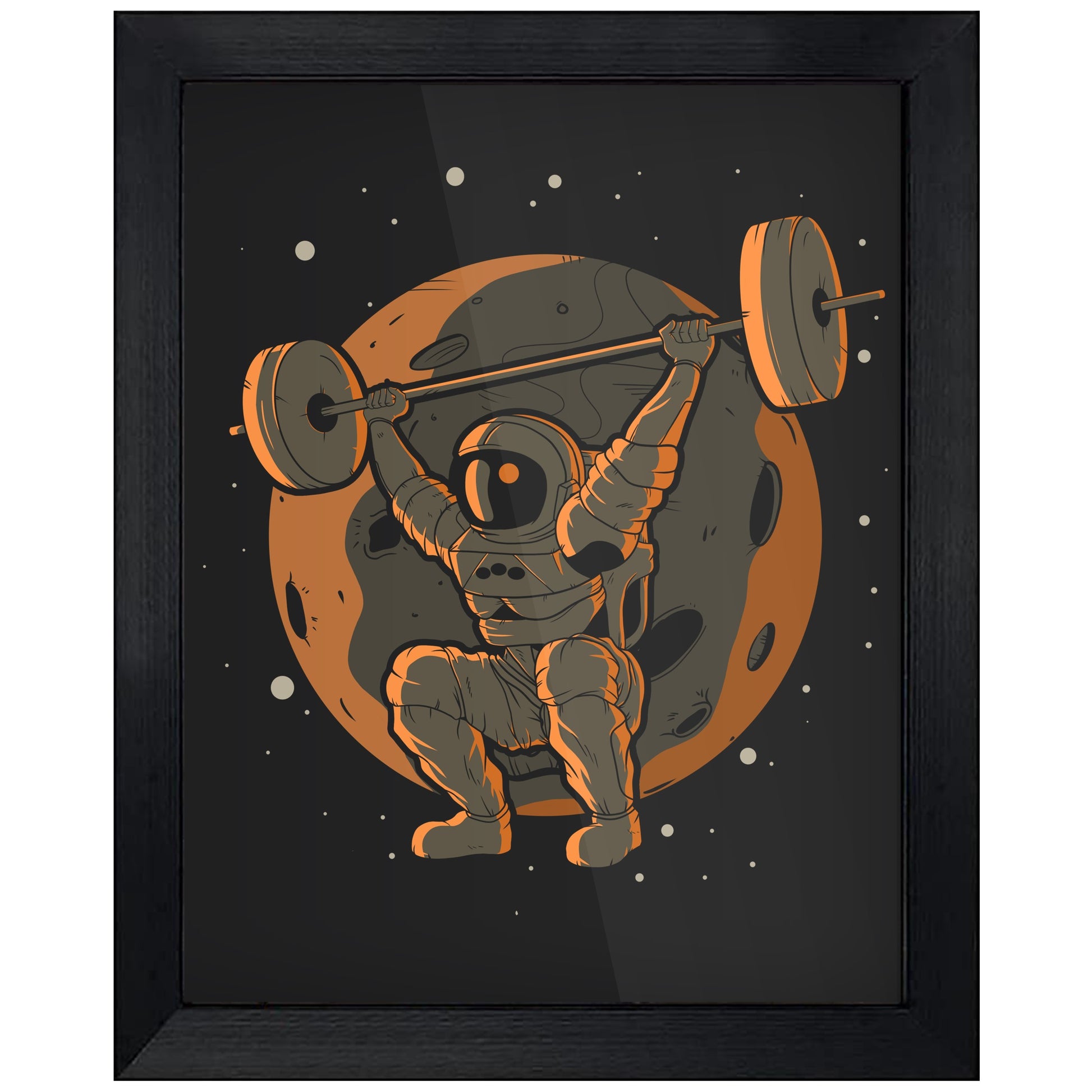 Weightlifting Astronaut Outer Space Spaceman 8"x10" Wall Art Print
