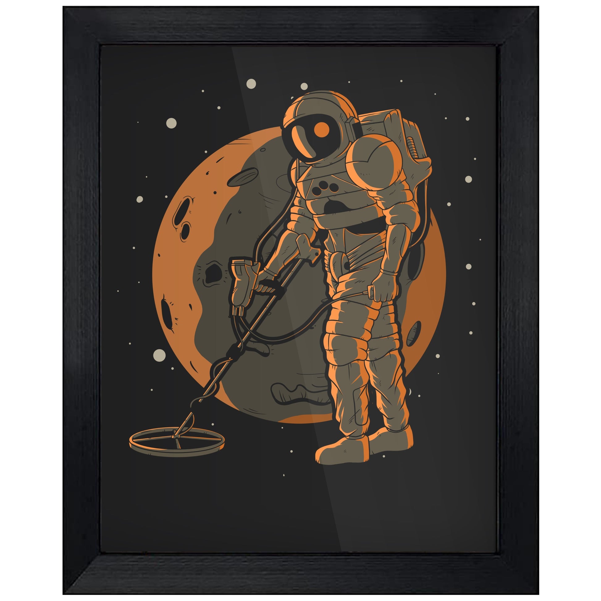 Metal Detectorist Astronaut Space Spaceman Metal Detector 8"x10" Wall Art Print
