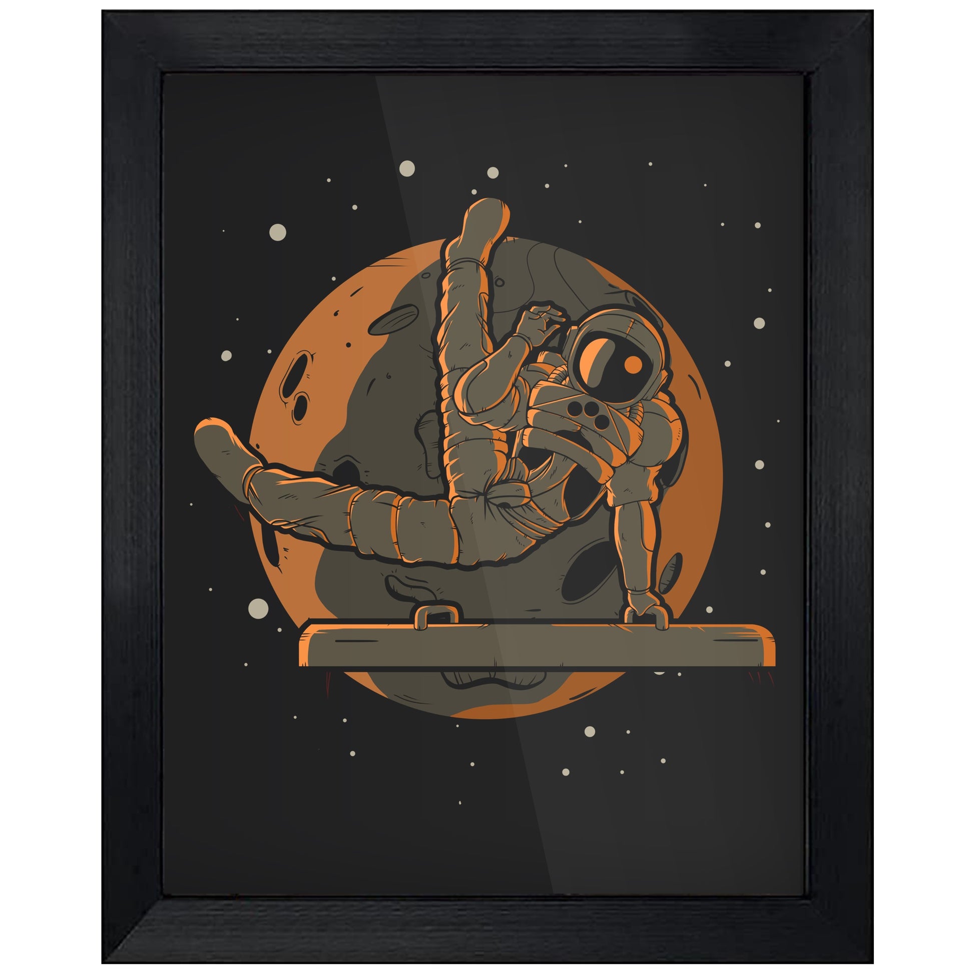 Male Gymnast Astronaut Outer Space Spaceman Gymnastics 8"x10" Wall Art Print