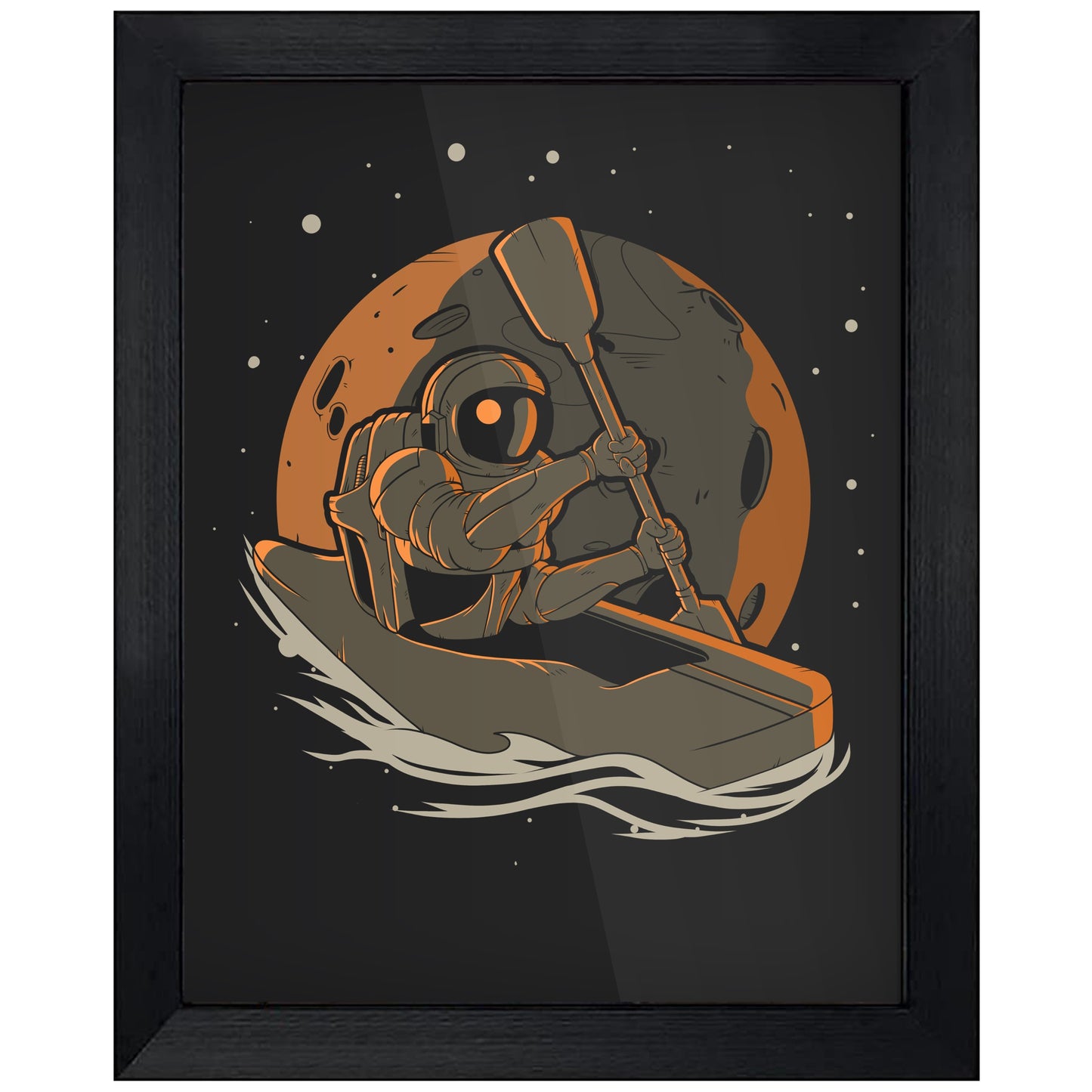 Kayaker Astronaut Outer Space Spaceman Kayaking 8"x10" Wall Art Print