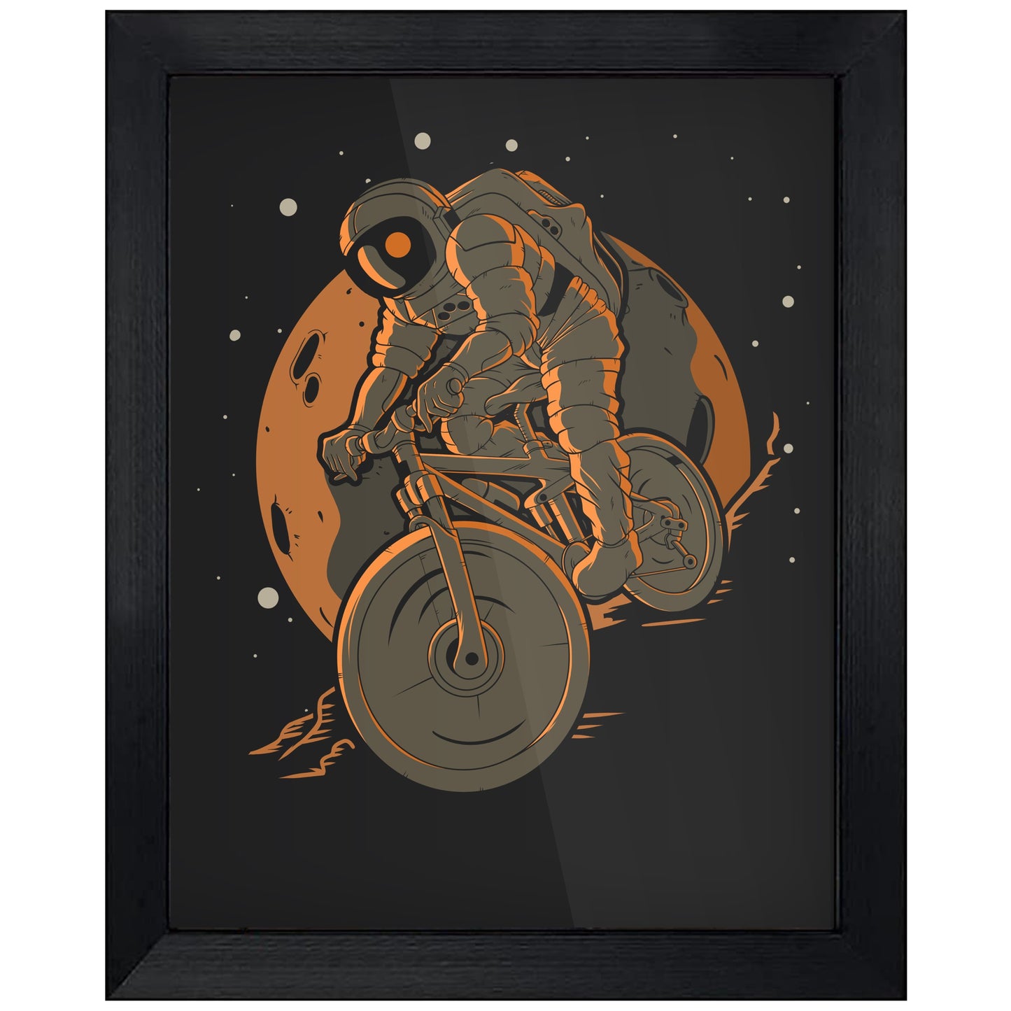 Mountain Biking Astronaut Outer Space Spaceman Mountain Bike 8"x10" Wall Art Print