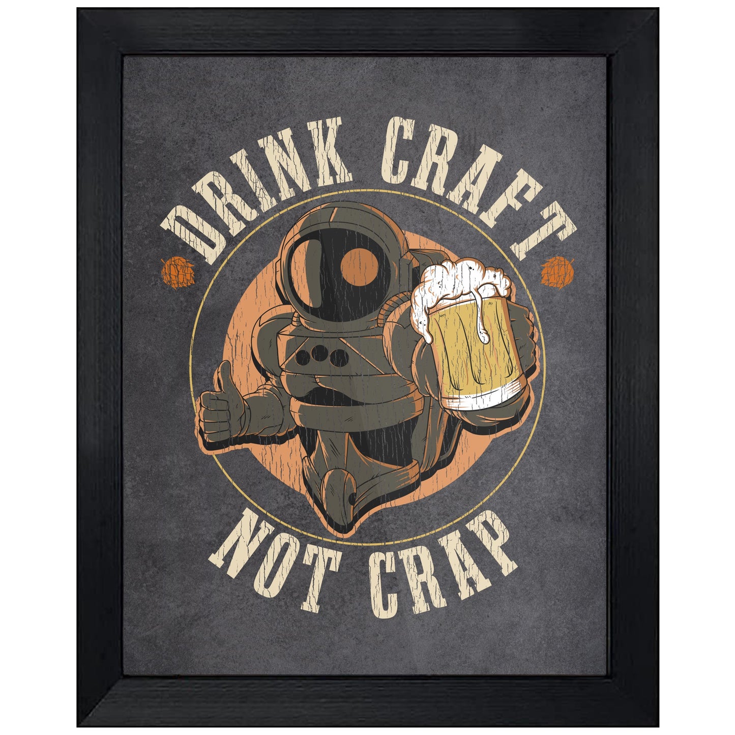 Drink Craft Not Crap Astronaut Funny Craft Beer Snob 8"x10" Wall Art Print