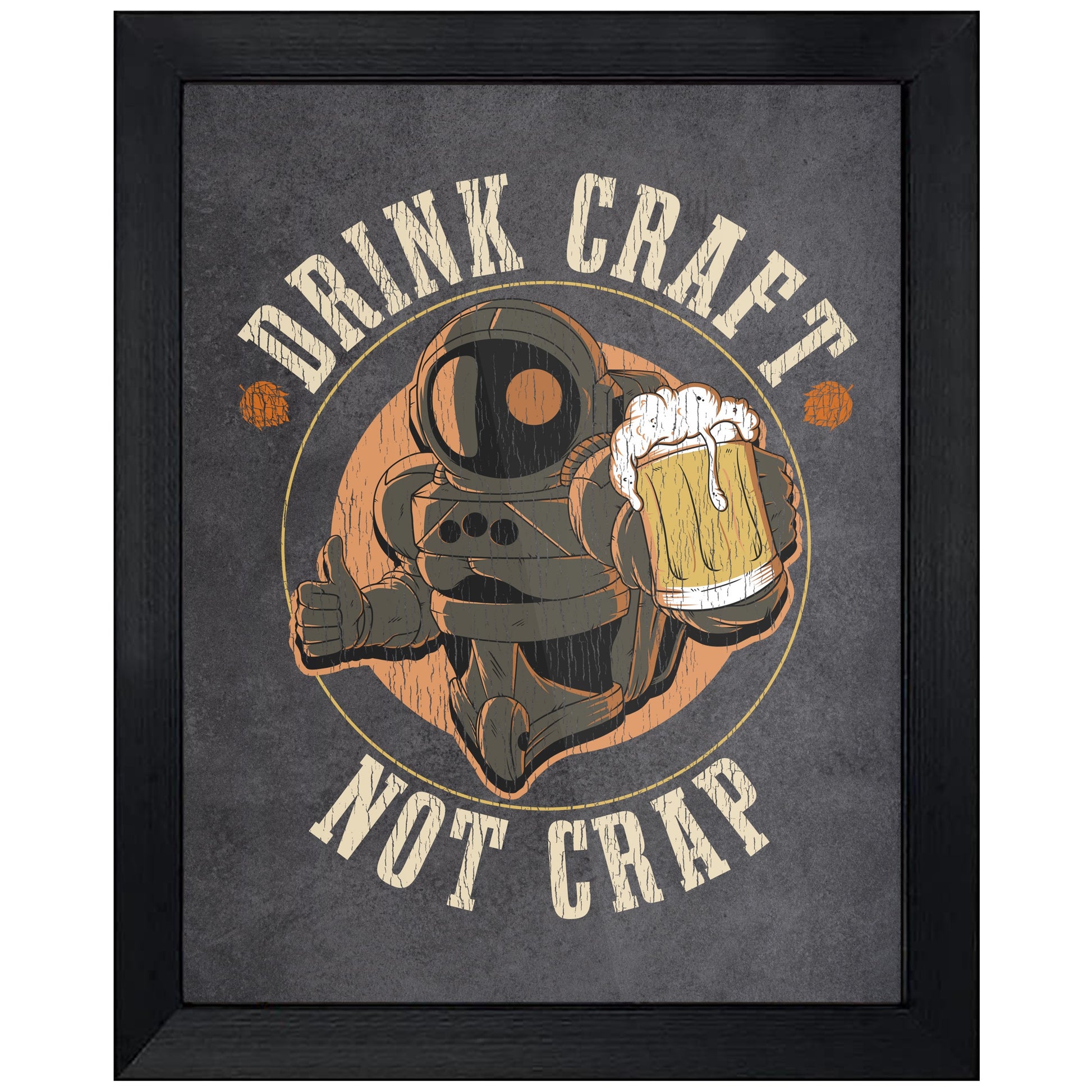 Drink Craft Not Crap Astronaut Funny Craft Beer Snob 8"x10" Wall Art Print