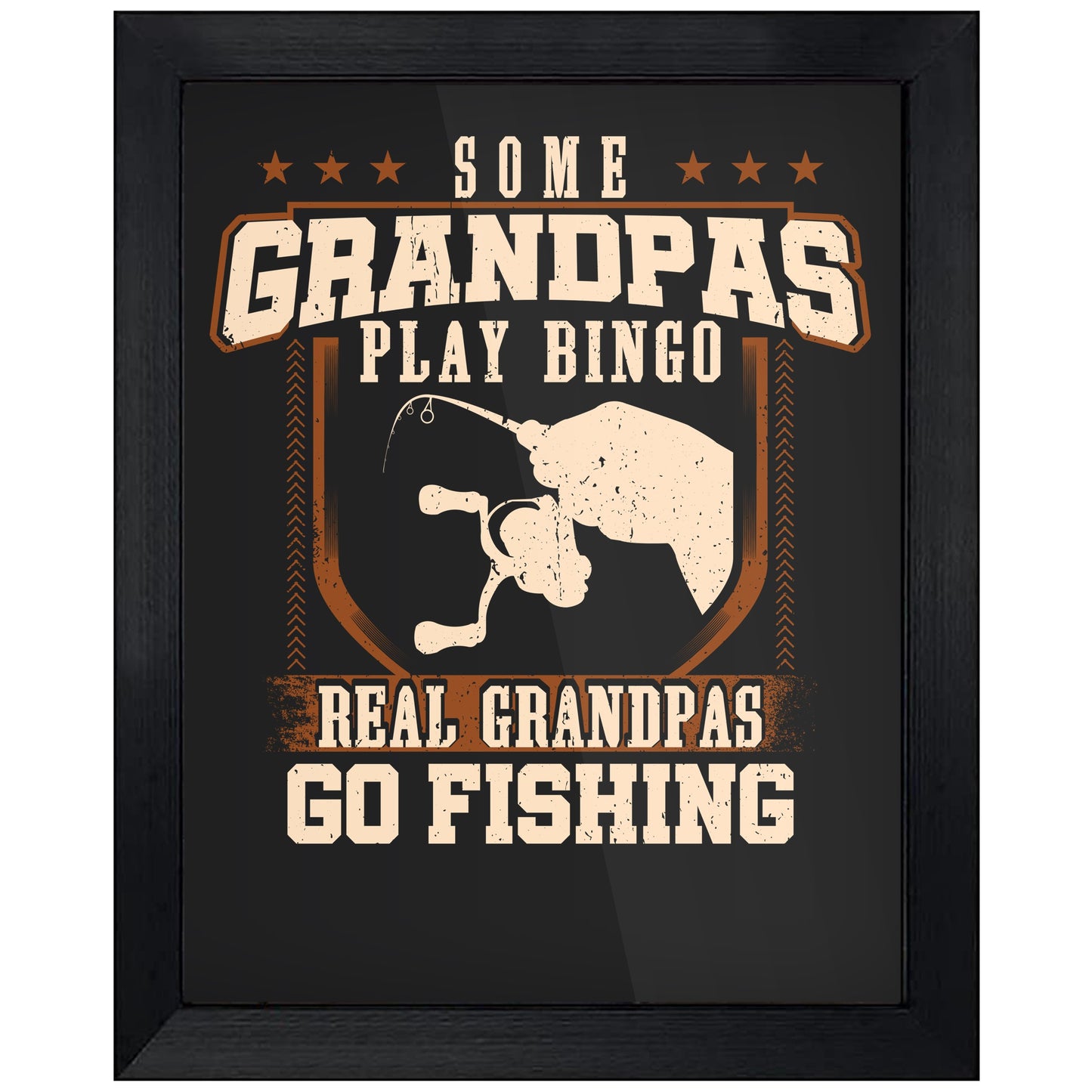 Some Grandpas Play Bingo Real Grandpas Go Fishing  8"x10" Wall Art Print