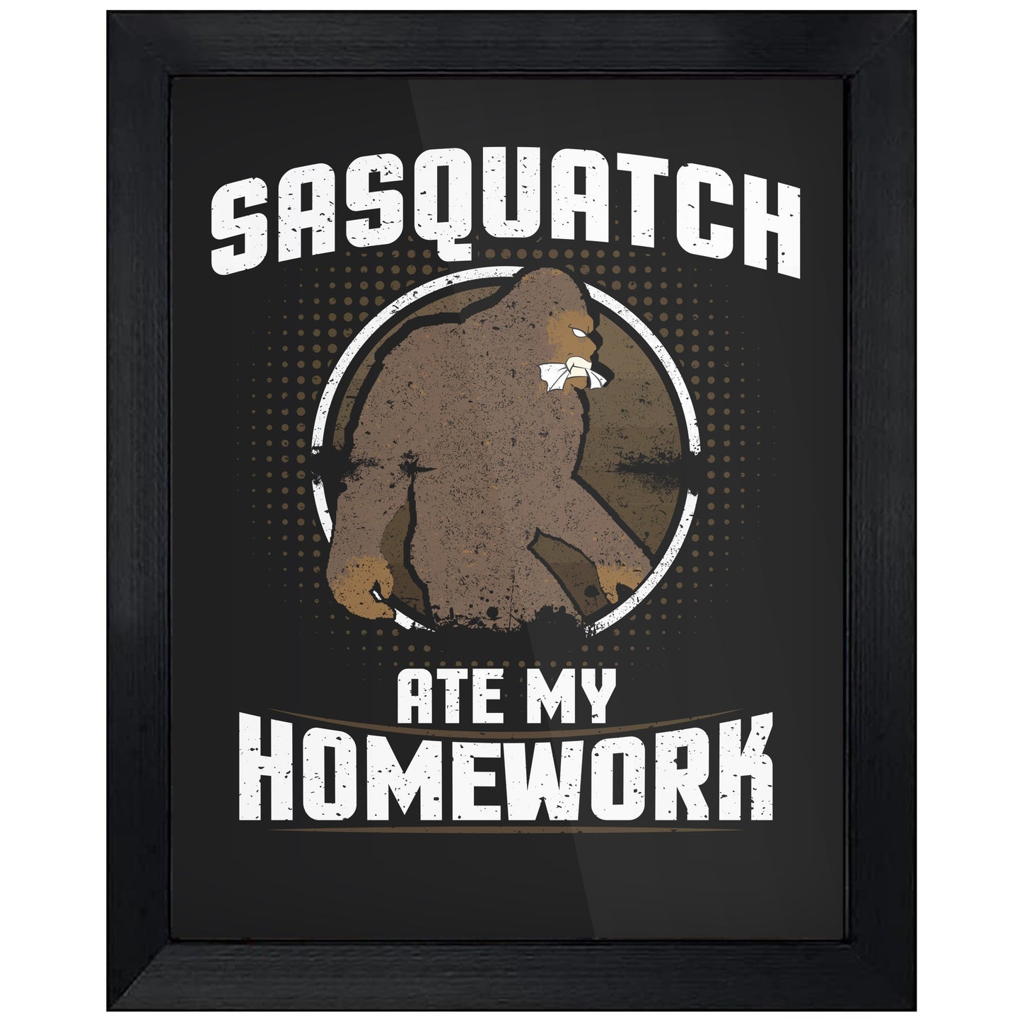 Sasquatch Ate My Homework Funny Bigfoot 8"x10" Wall Art Print