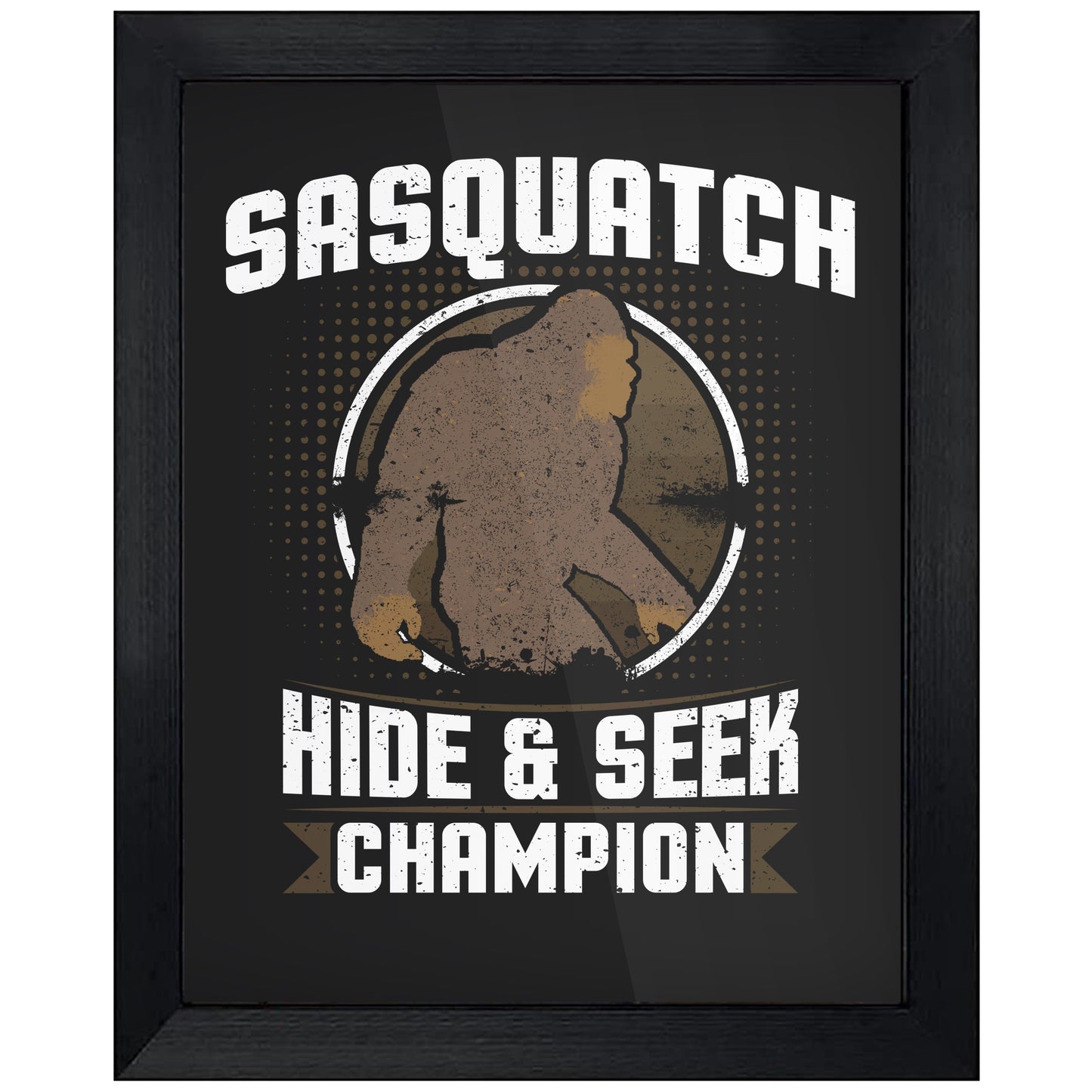 Sasquatch Hide And Seek Champion Funny Bigfoot 8"x10" Wall Art Print