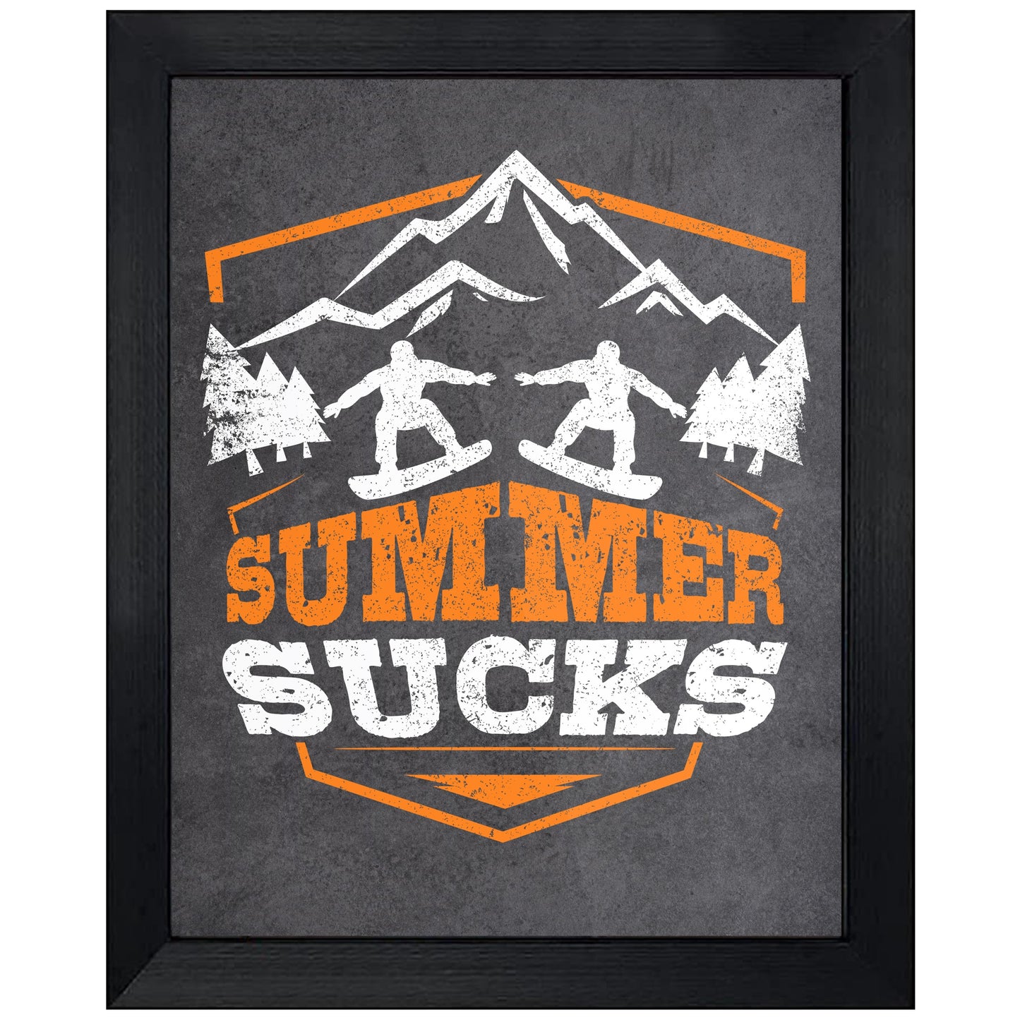 Summer Sucks Funny Snowboarding Graphic 8"x10" Wall Art Print