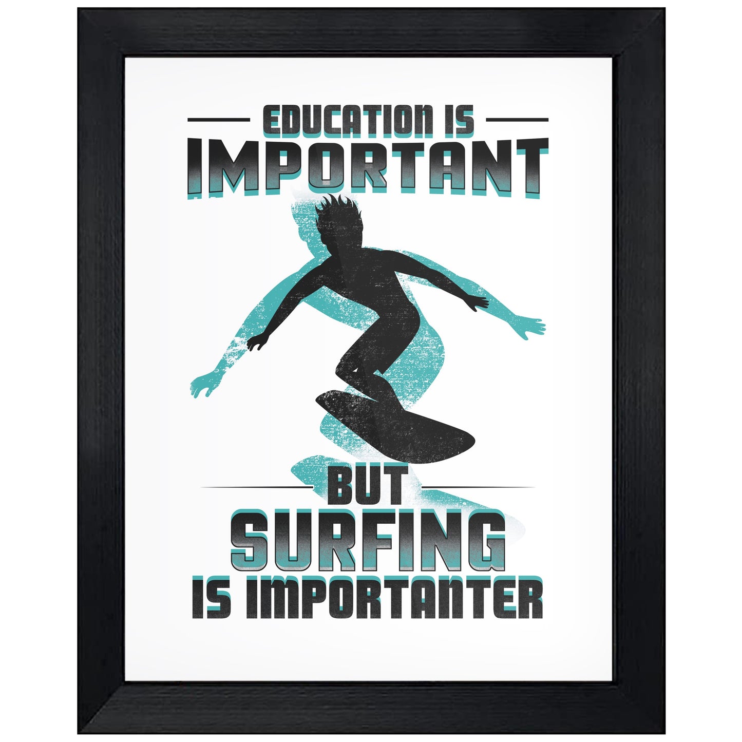 Education Is Important But Surfing Is Importanter Funny 8"x10" Wall Art Print