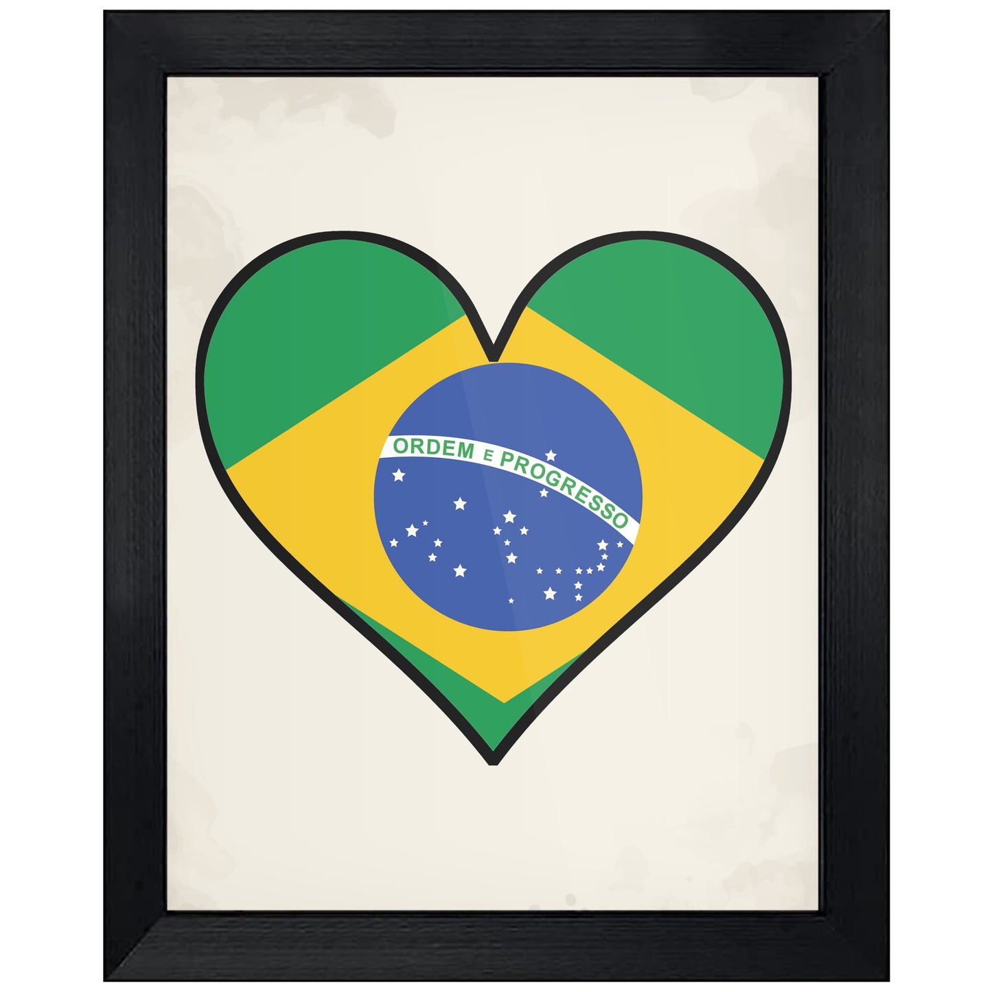 Brazilian Flag Heart Flag of Brazil 8"x10" Wall Art Print