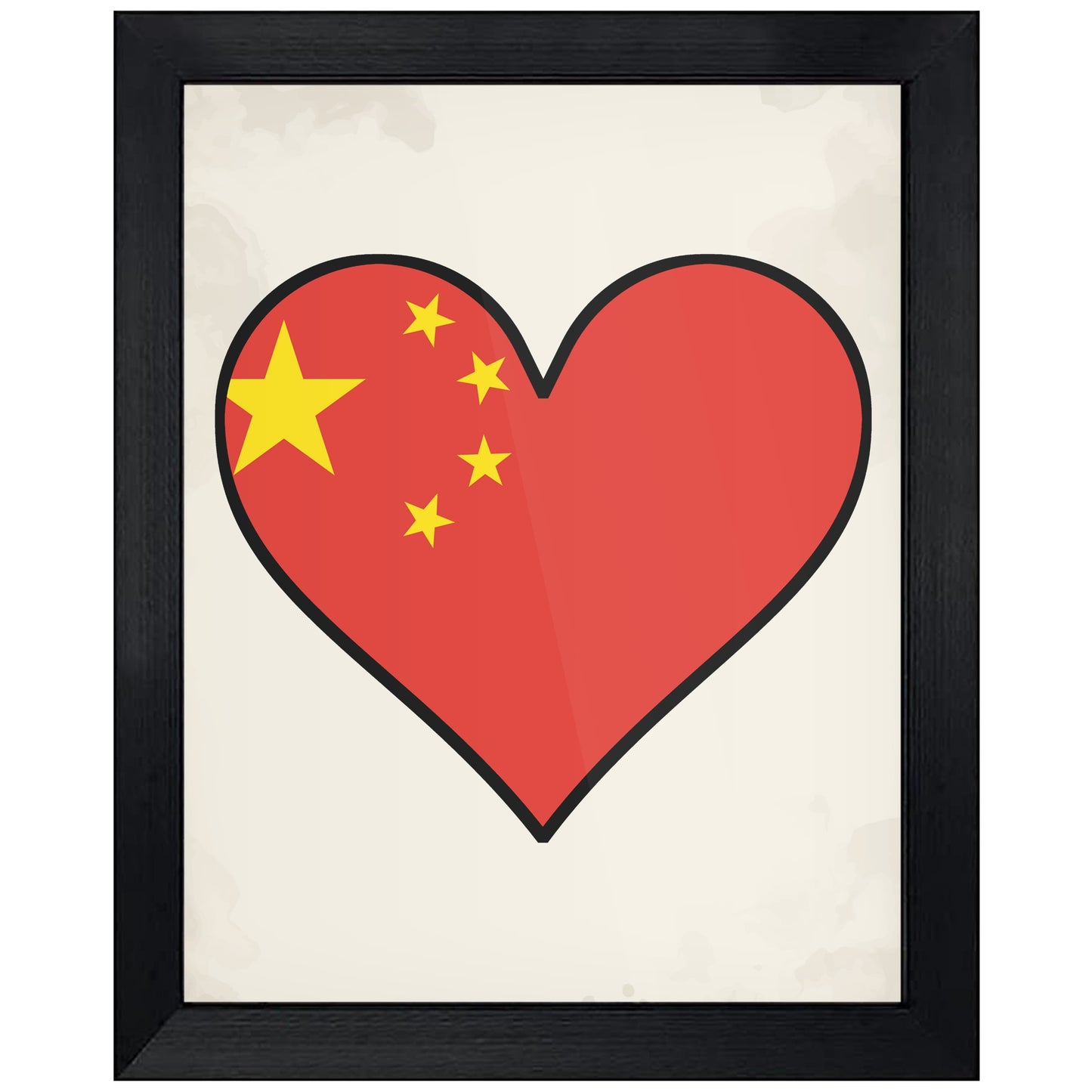 Chinese Flag Heart Flag of China 8"x10" Wall Art Print