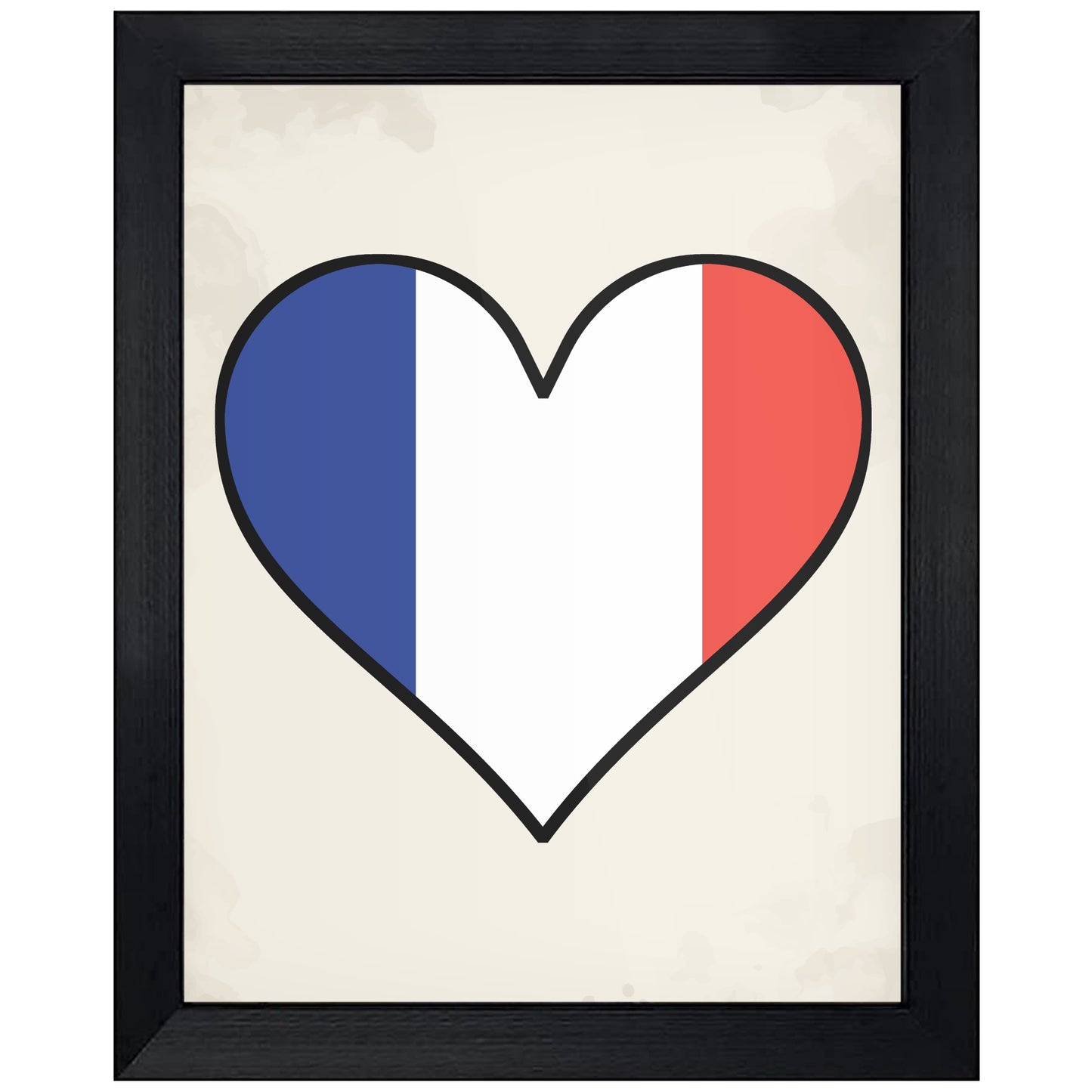 French Flag Heart Flag of France 8"x10" Wall Art Print