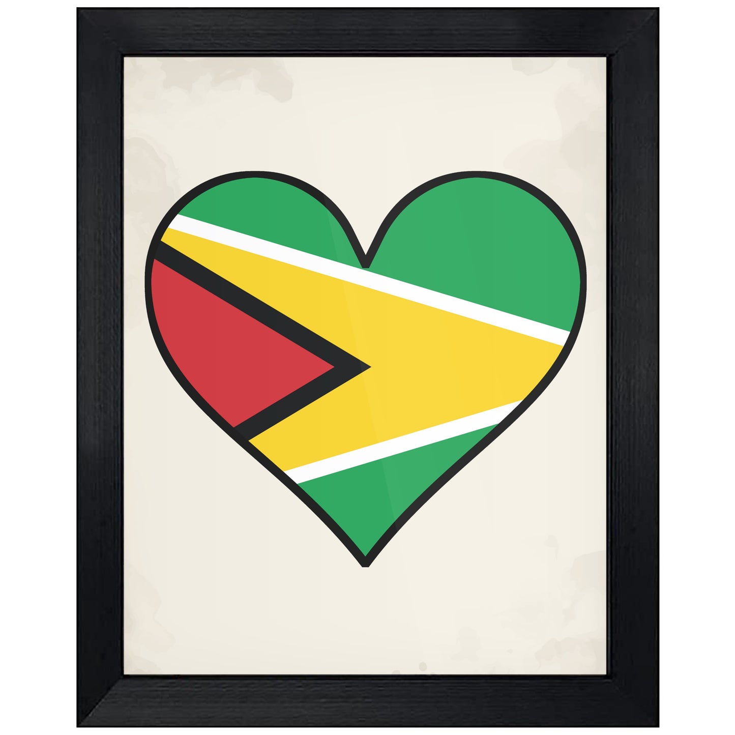 Guyanese Flag Heart Flag of Guyana 8"x10" Wall Art Print