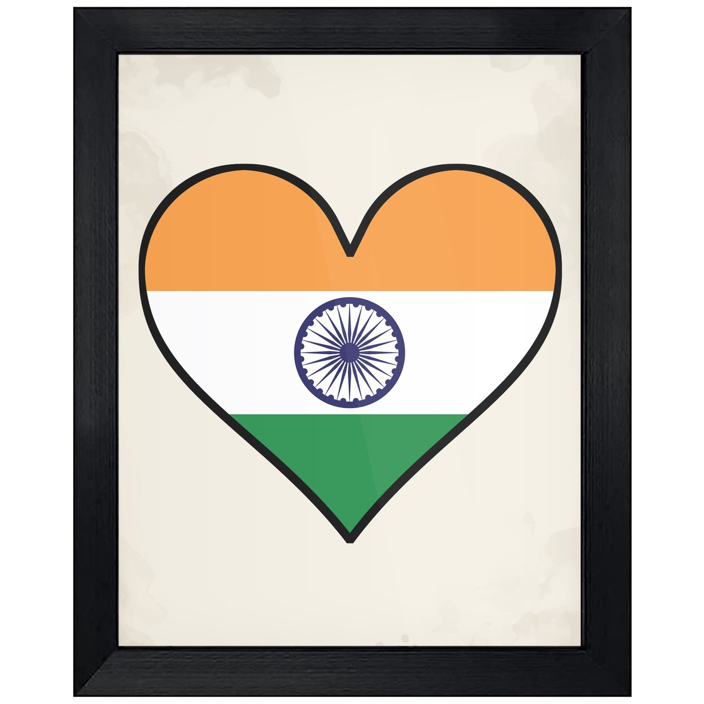 Indian Flag Heart Flag of India 8"x10" Wall Art Print