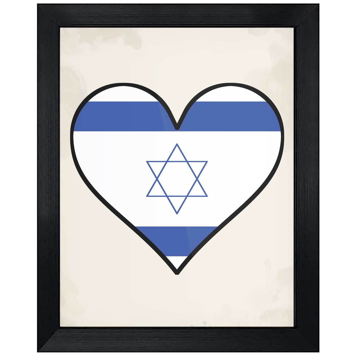 Israeli Flag Heart Flag of Israel 8"x10" Wall Art Print