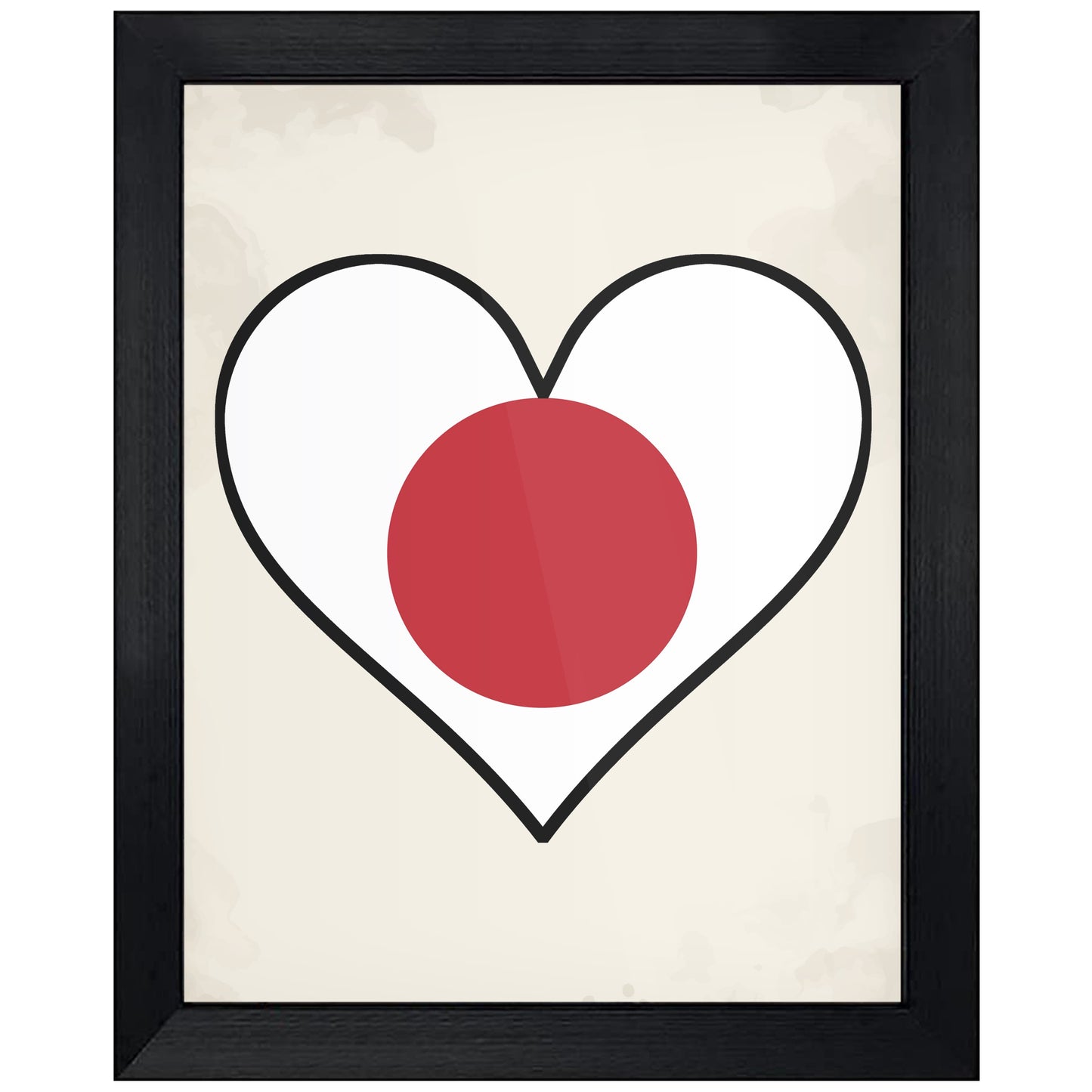 Japanese Flag Heart Flag of Japan 8"x10" Wall Art Print