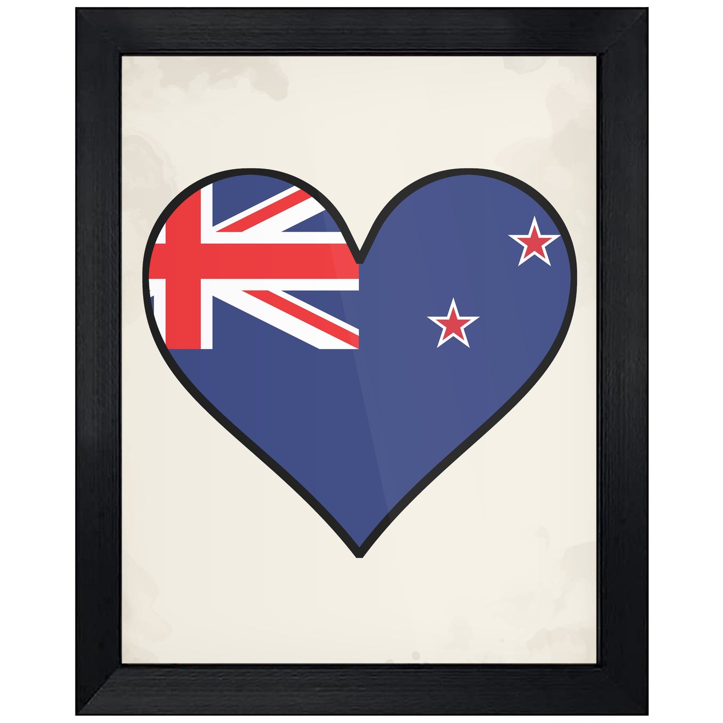 Kiwi Flag Heart Flag of New Zealand 8"x10" Wall Art Print