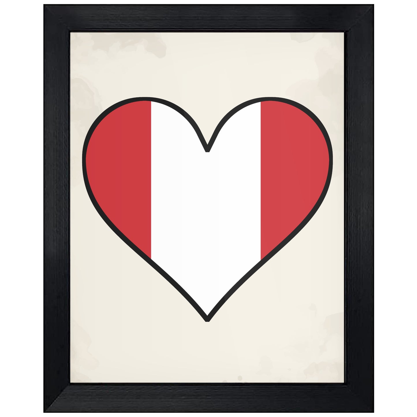 Peruvian Flag Heart Flag of Peru 8"x10" Wall Art Print
