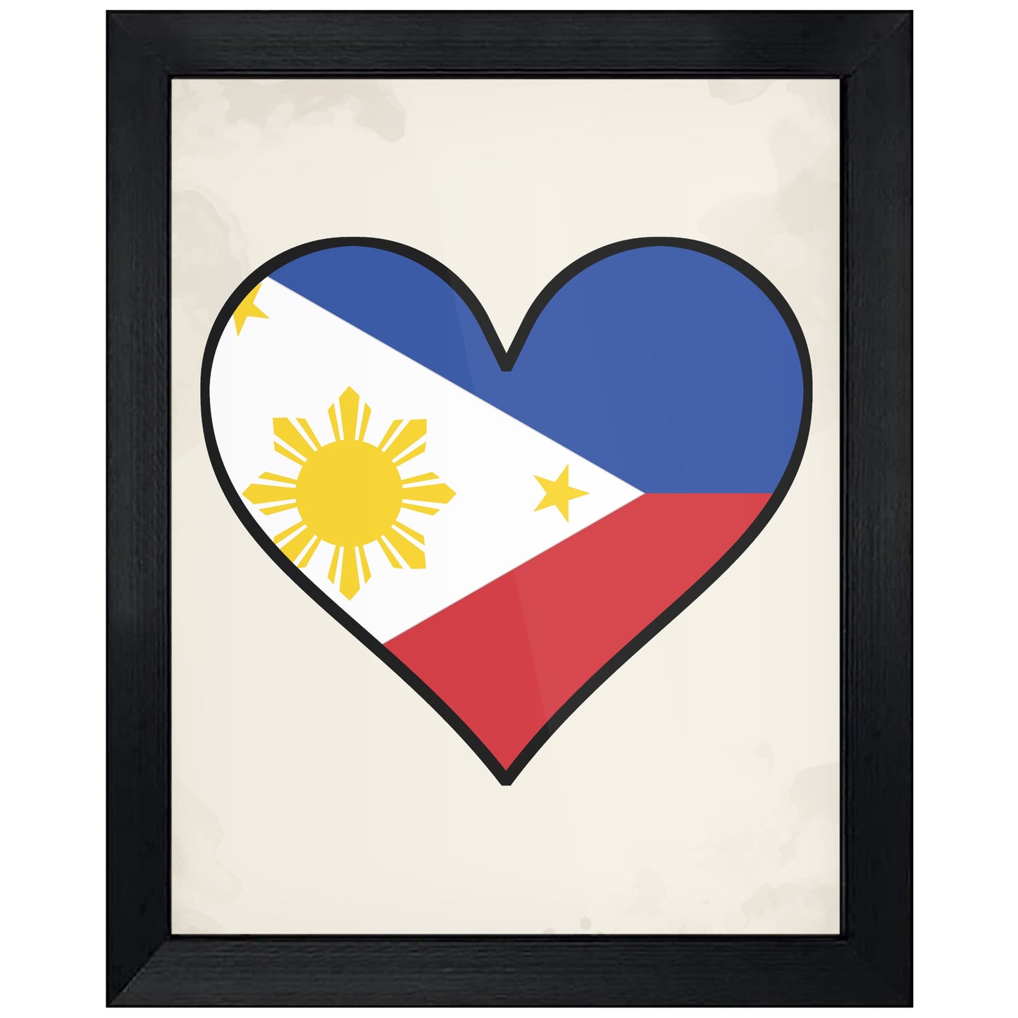 Filipino Flag Heart Flag of Philippines 8"x10" Wall Art Print