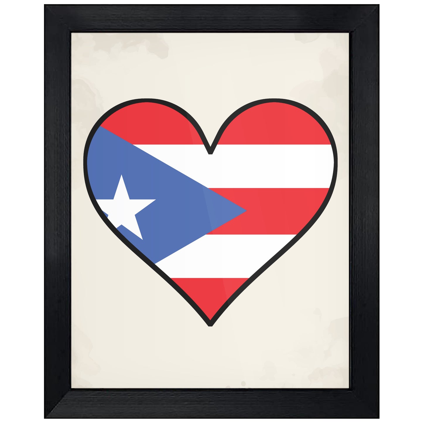 Puerto Rican Flag Heart Flag of Puerto Rico 8"x10" Wall Art Print