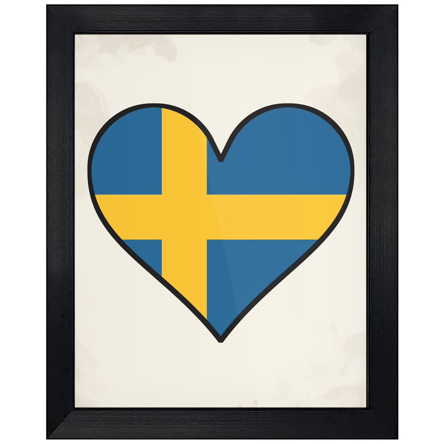 Swedish Flag Heart Flag of Sweden 8"x10" Wall Art Print
