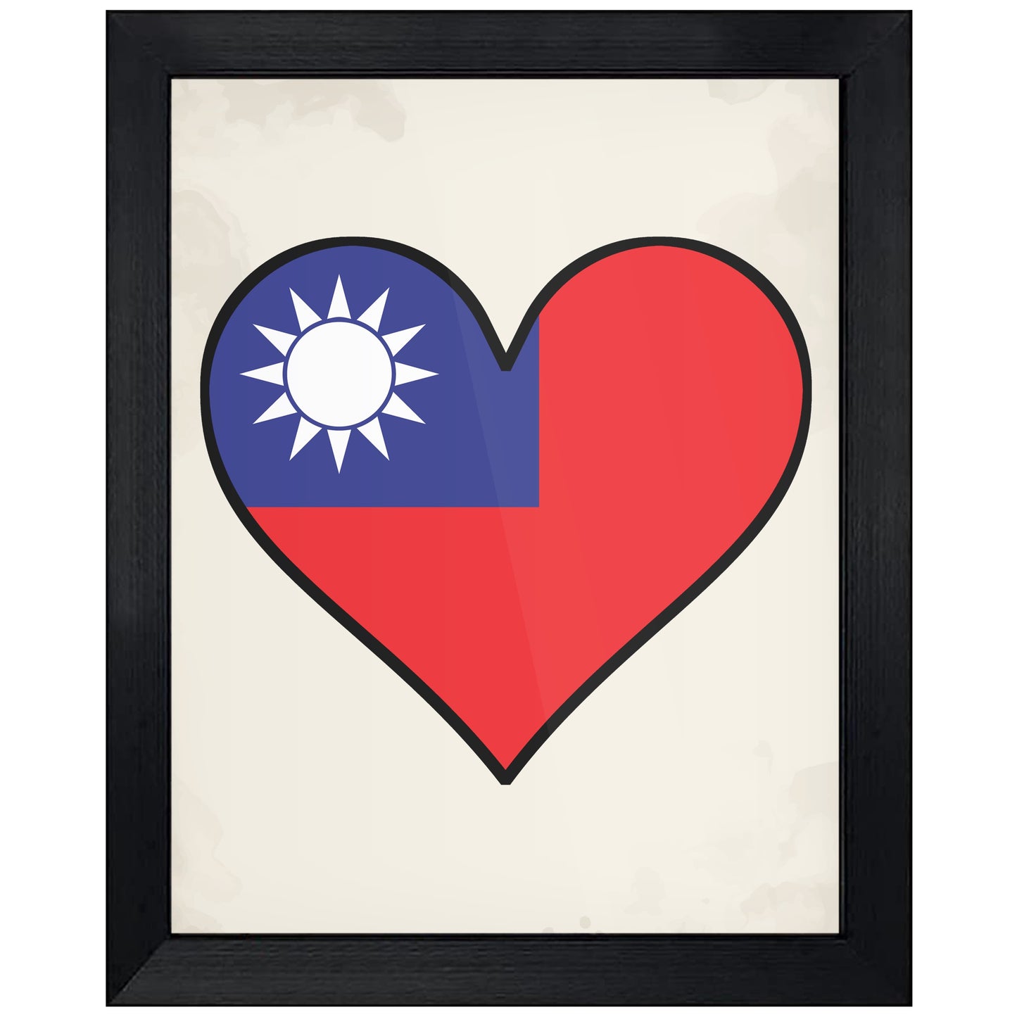 Taiwanese Flag Heart Flag of Taiwan 8"x10" Wall Art Print