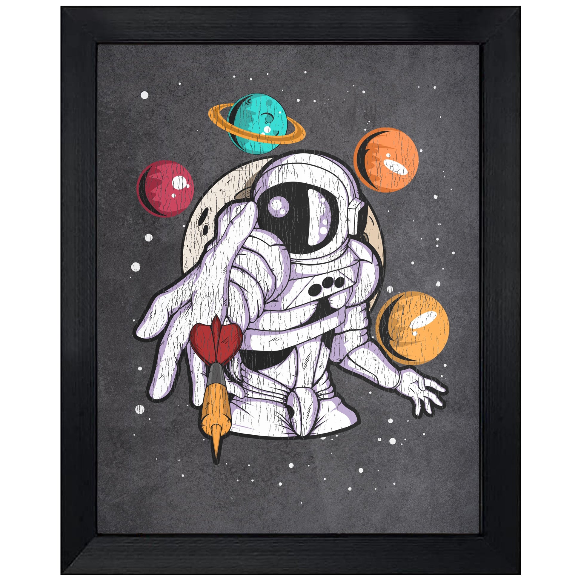 Darts Astronaut Outer Space Spaceman Distressed 8"x10" Wall Art Print