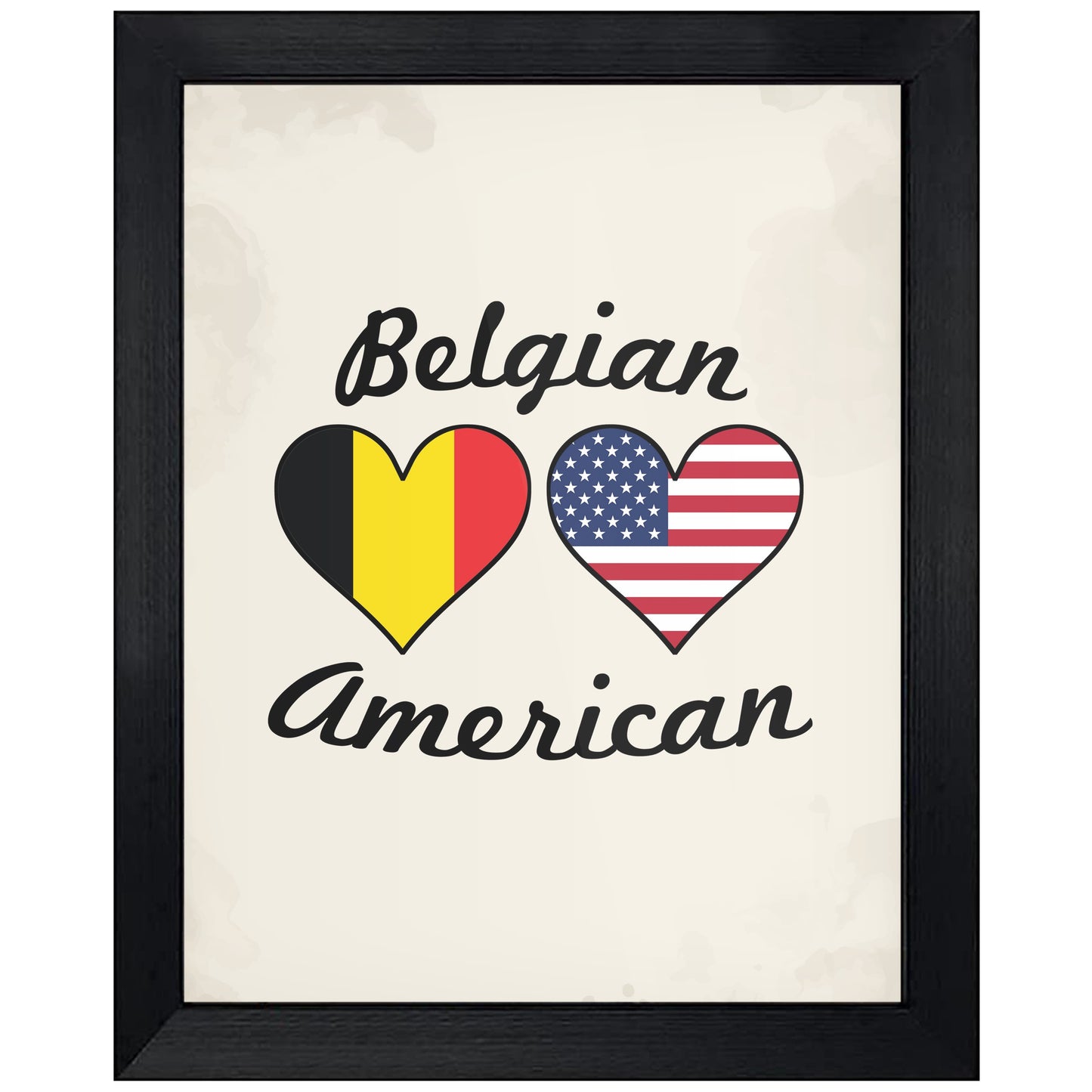 Belgian American Flag Hearts 8"x10" Wall Art Print