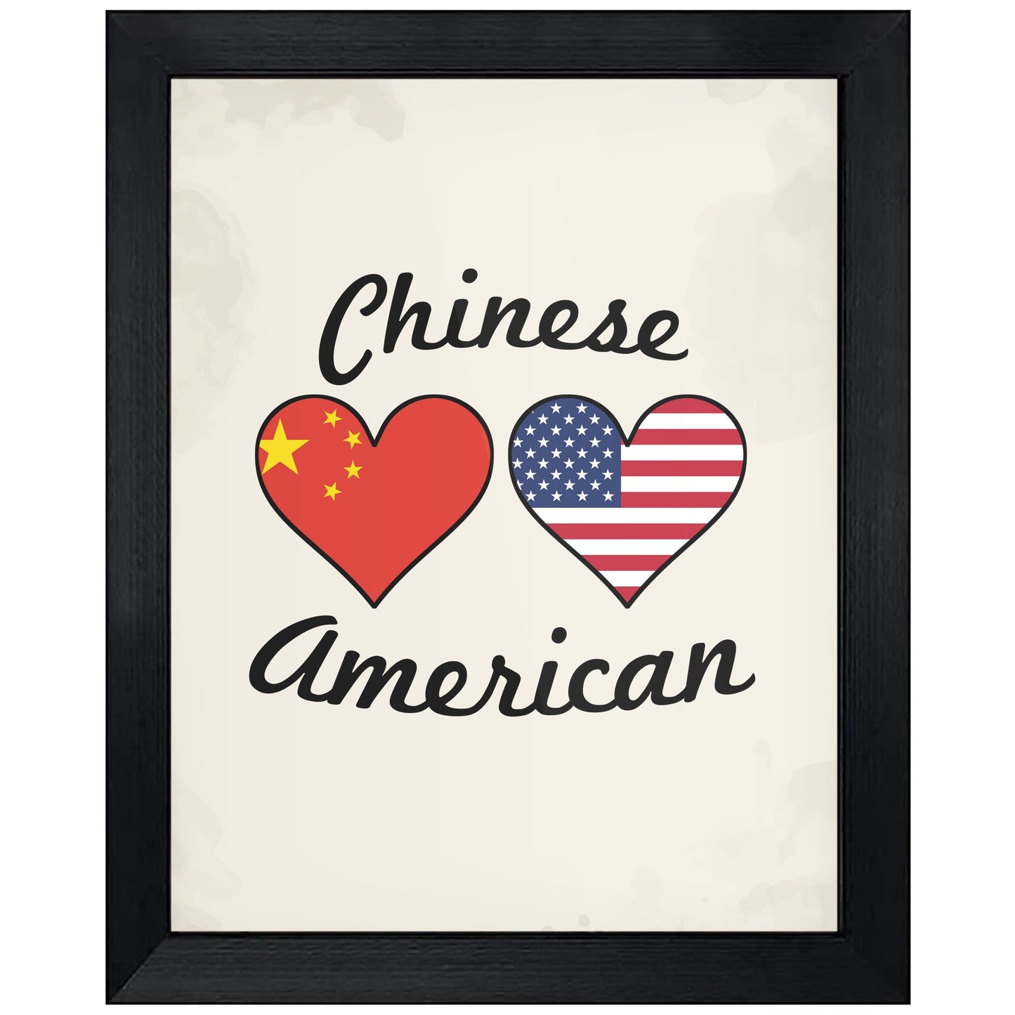 Chinese American Flag Hearts 8"x10" Wall Art Print