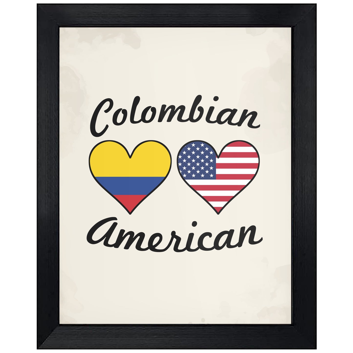 Colombian American Flag Hearts 8"x10" Wall Art Print