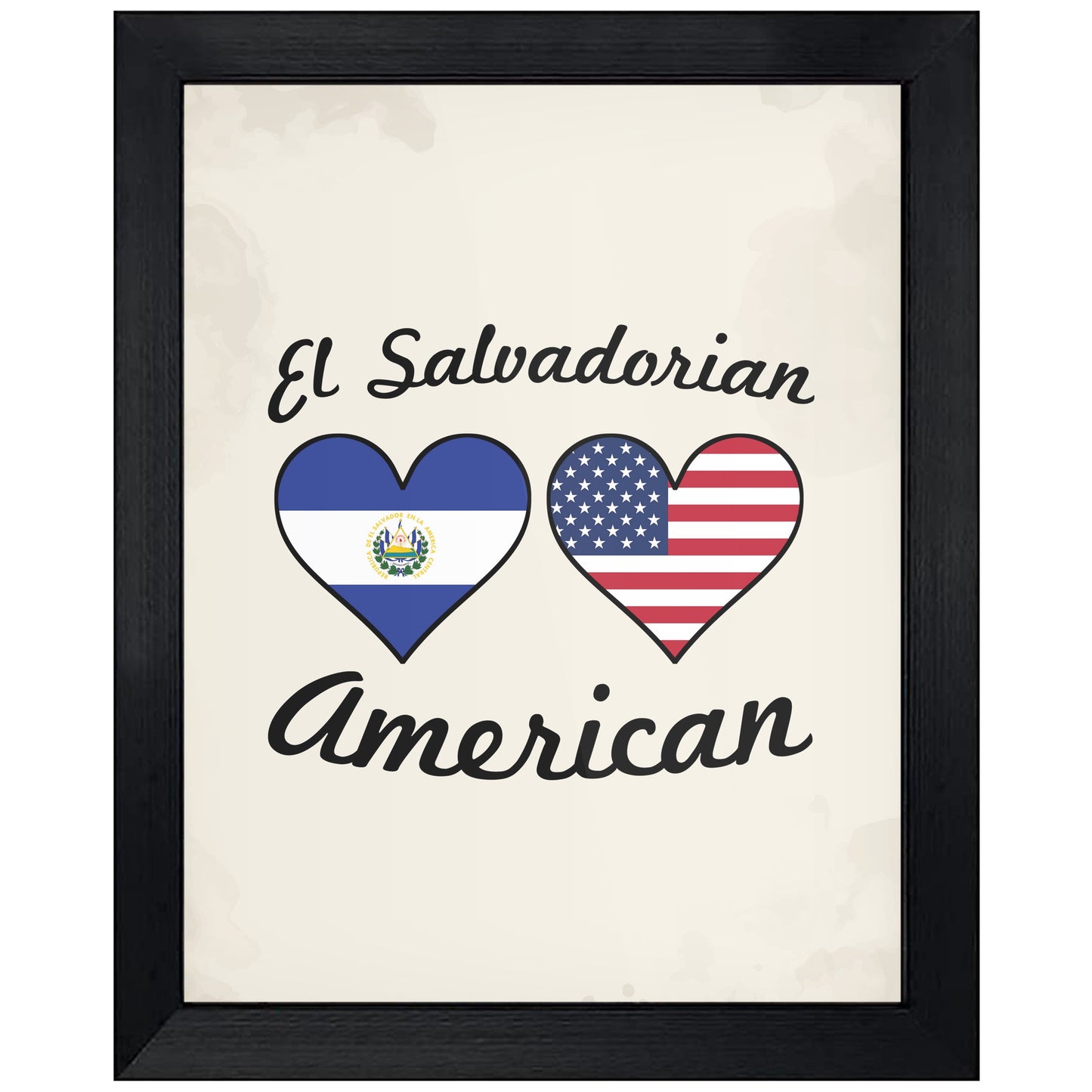 El Salvadorian American Flag Hearts 8"x10" Wall Art Print