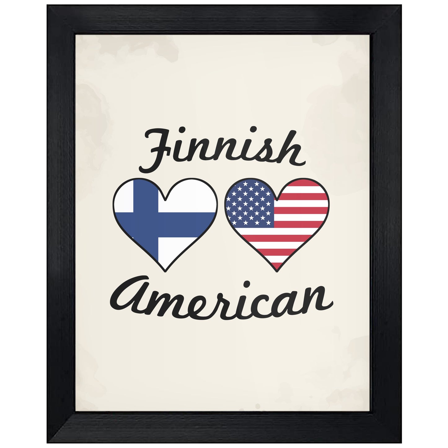 Finnish American Flag Hearts 8"x10" Wall Art Print