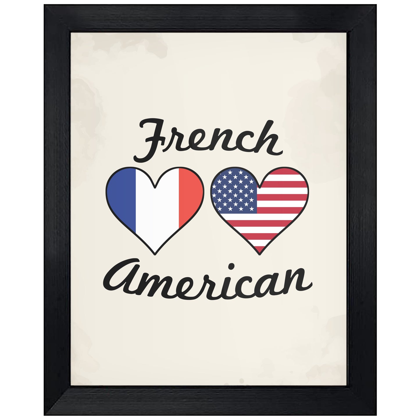 French American Flag Hearts 8"x10" Wall Art Print
