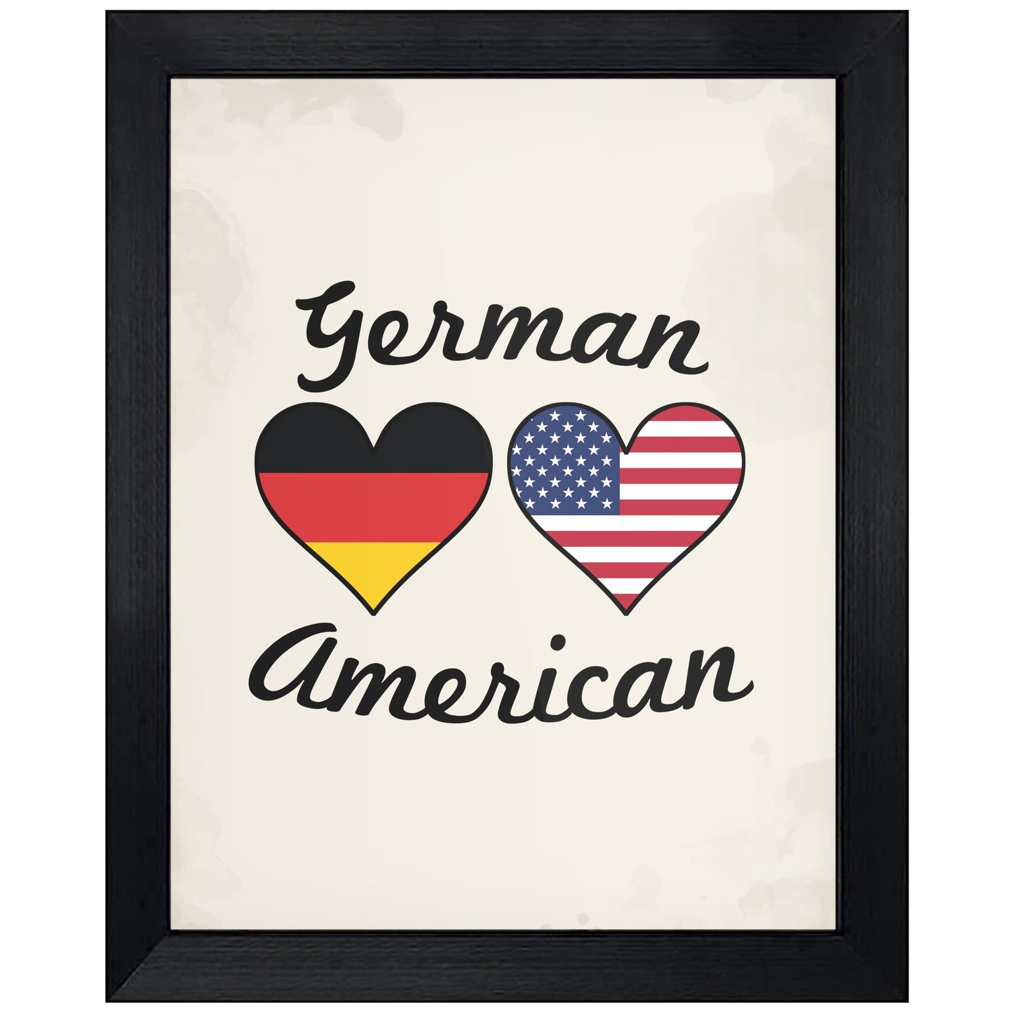 German American Flag Hearts 8"x10" Wall Art Print