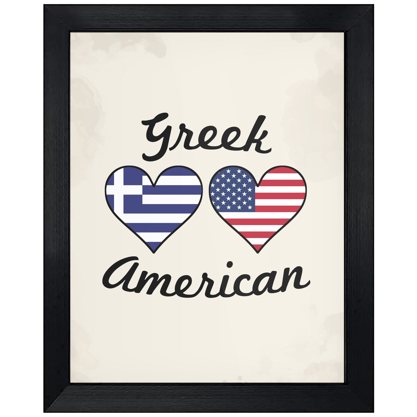 Greek American Flag Hearts 8"x10" Wall Art Print