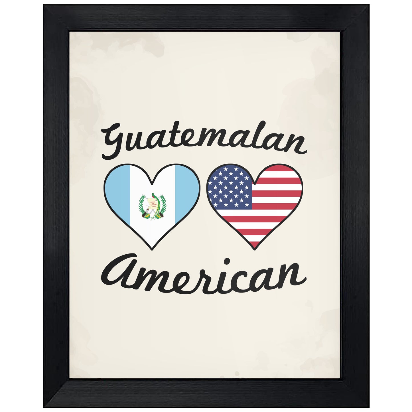 Guatemalan American Flag Hearts 8"x10" Wall Art Print