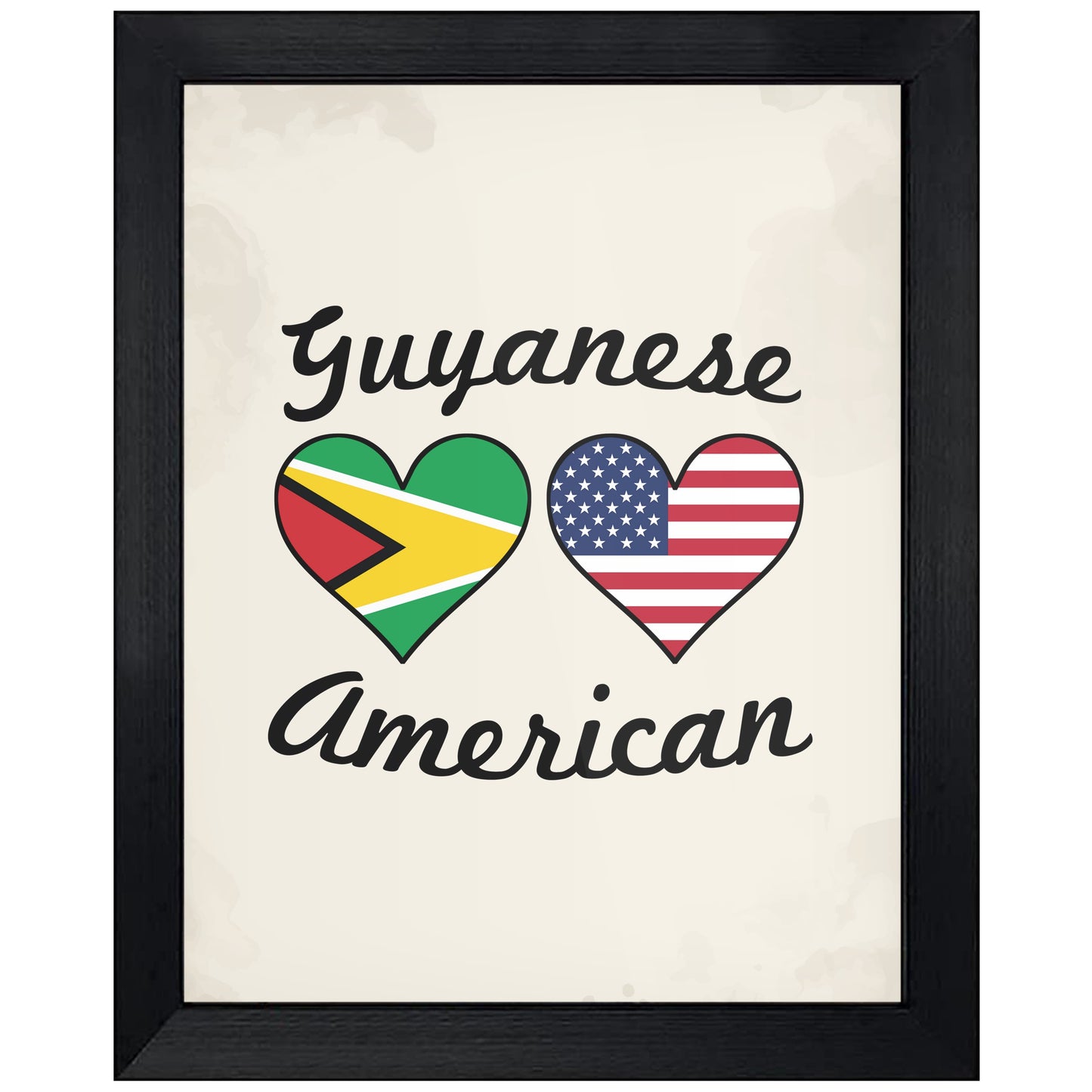 Guyanese American Flag Hearts 8"x10" Wall Art Print