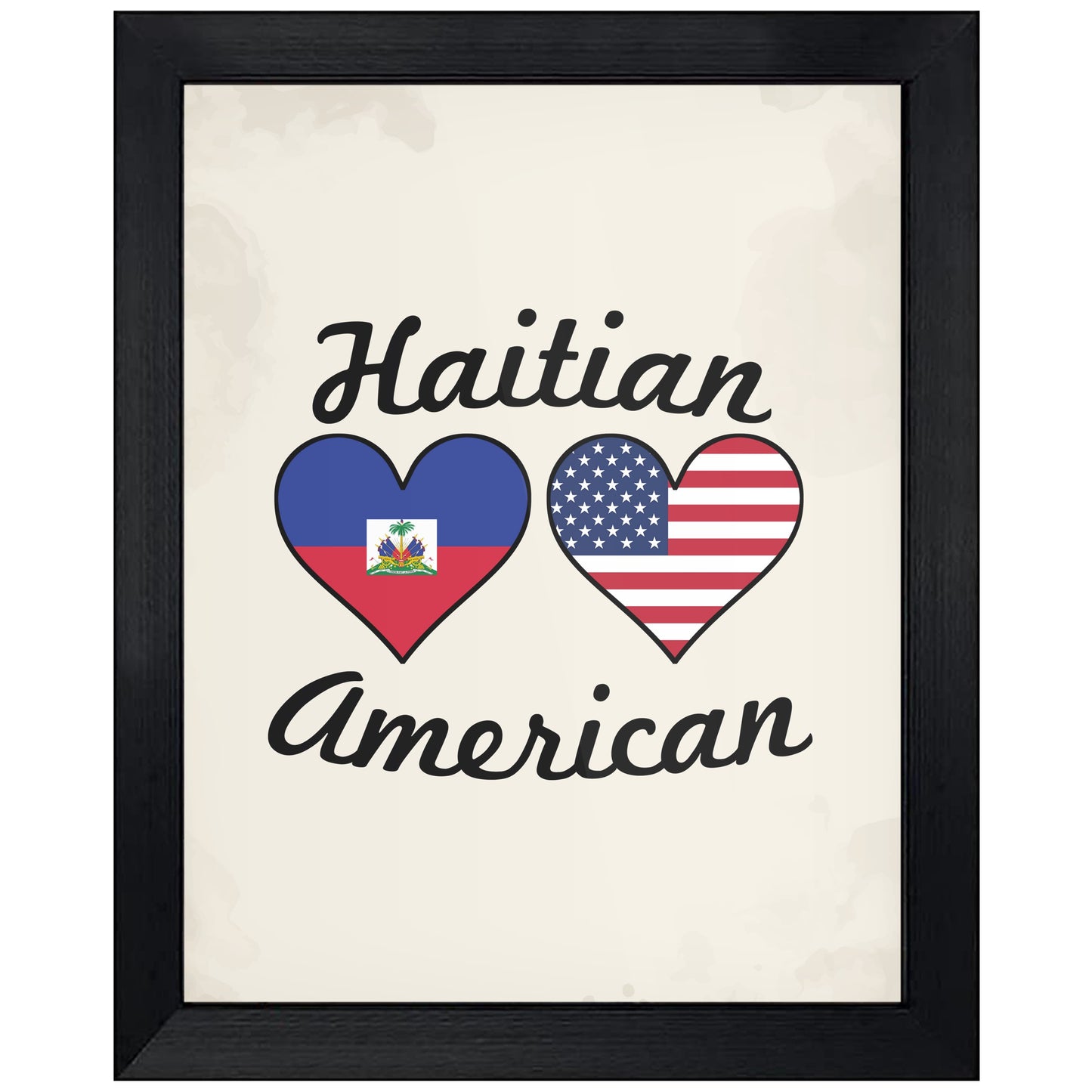 Haitian American Flag Hearts 8"x10" Wall Art Print