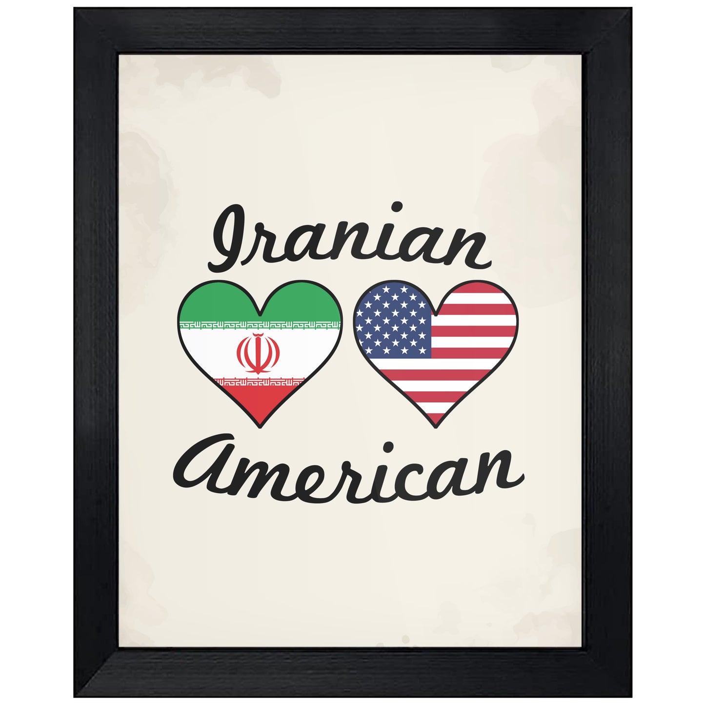 Iranian American Flag Hearts 8"x10" Wall Art Print