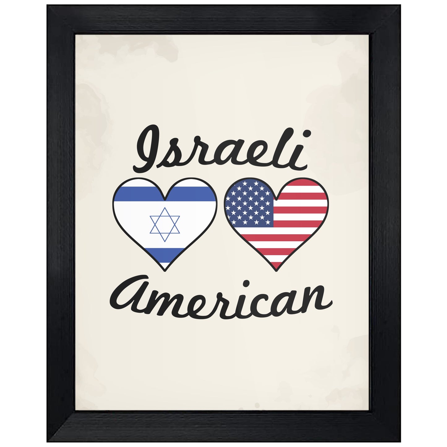Israeli American Flag Hearts 8"x10" Wall Art Print