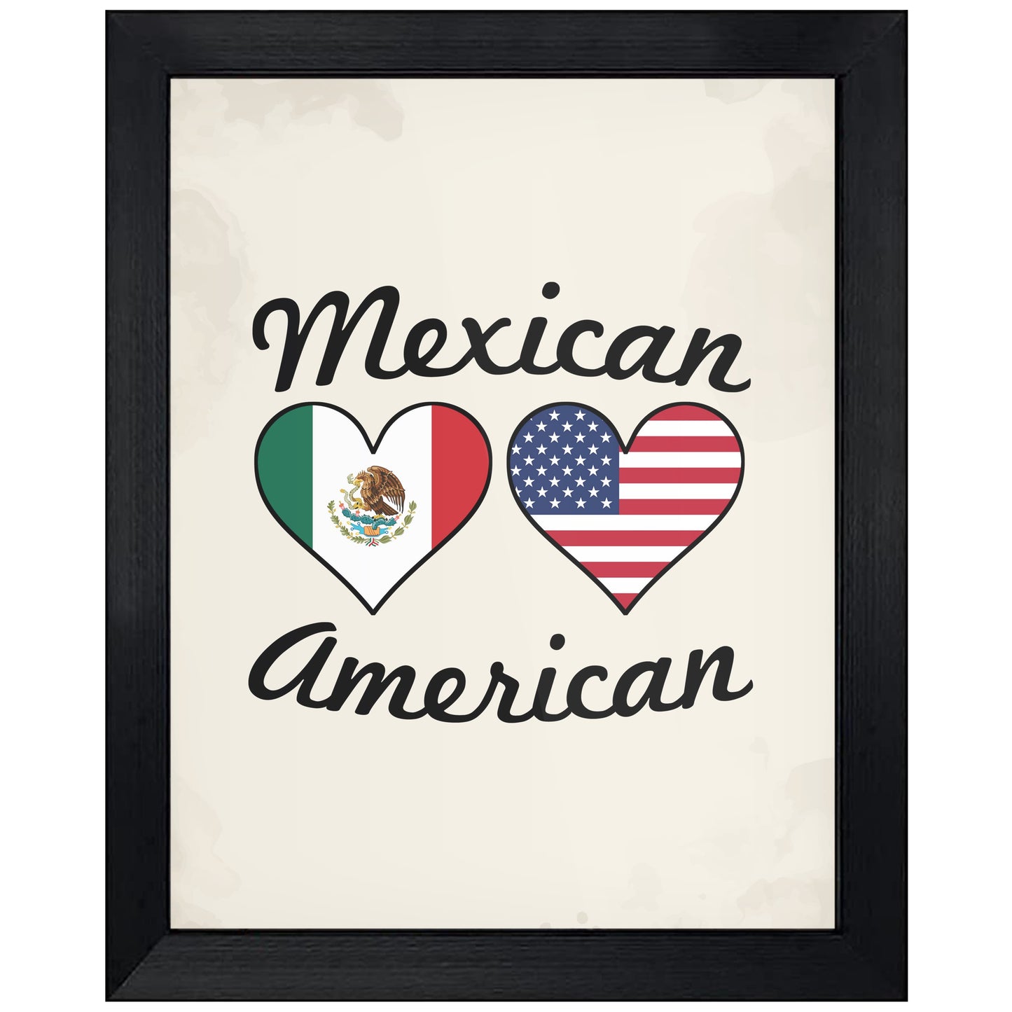 Mexican American Flag Hearts 8"x10" Wall Art Print