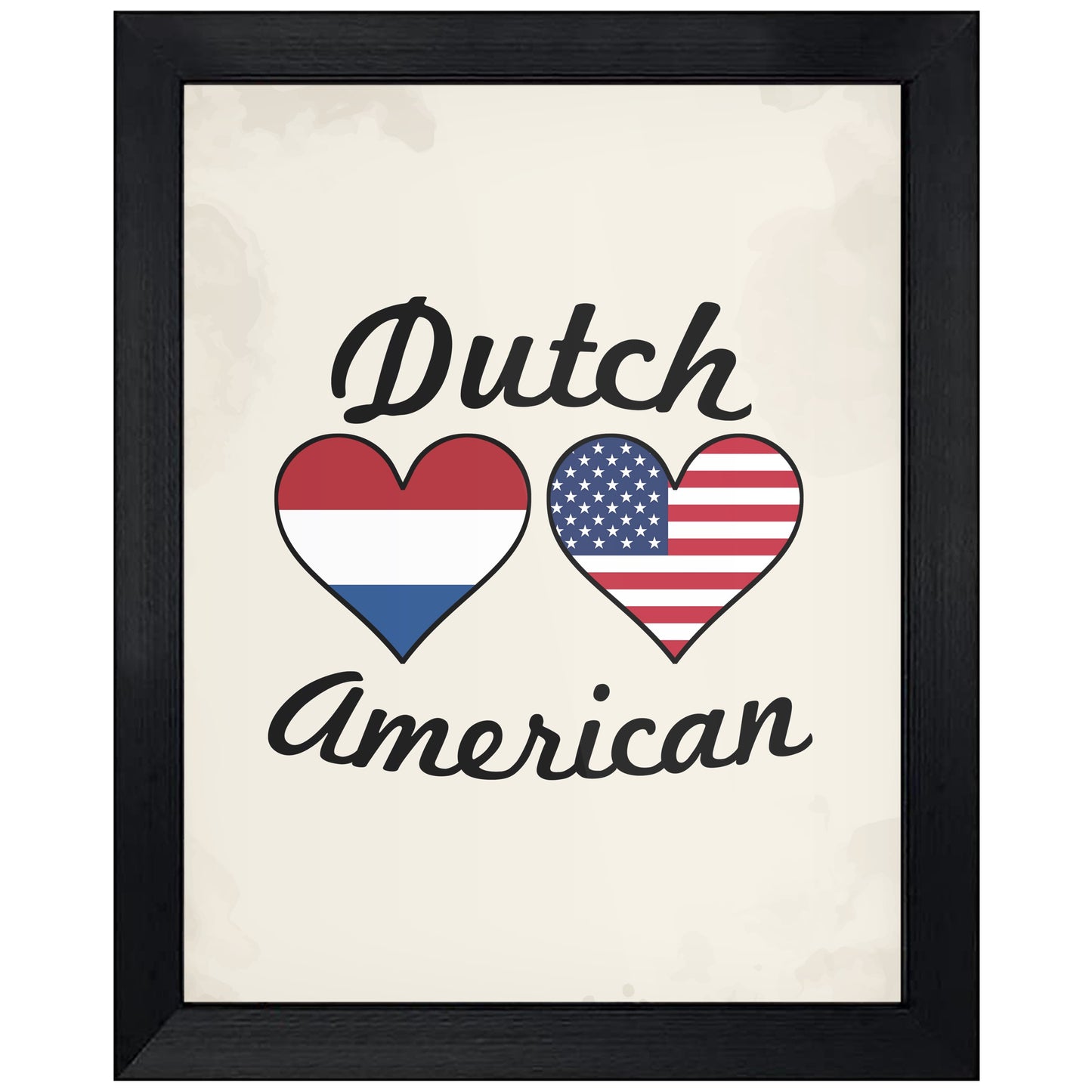 Dutch American Flag Hearts 8"x10" Wall Art Print