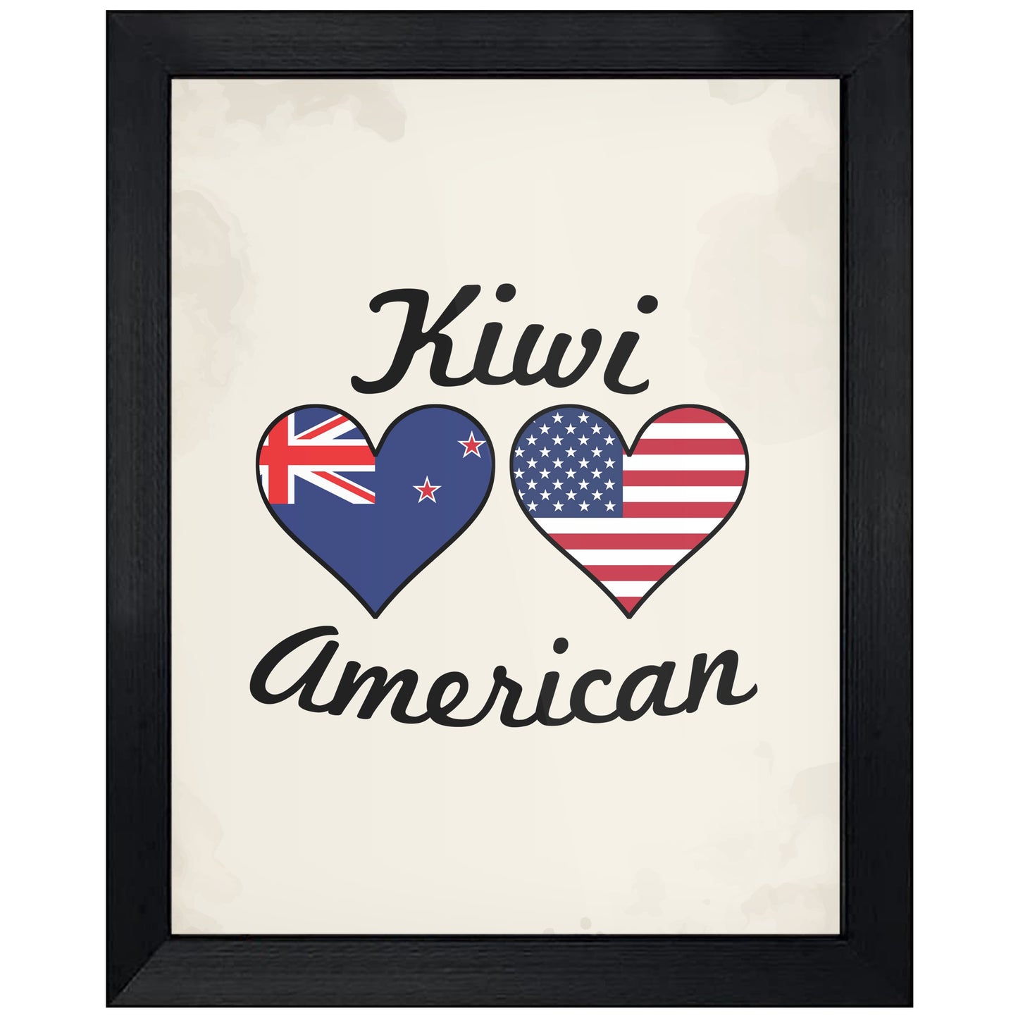 Kiwi American Flag Hearts 8"x10" Wall Art Print