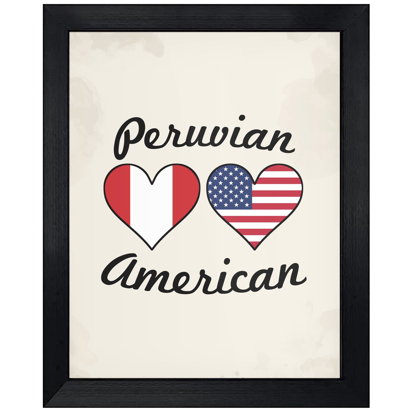 Peruvian American Flag Hearts 8"x10" Wall Art Print
